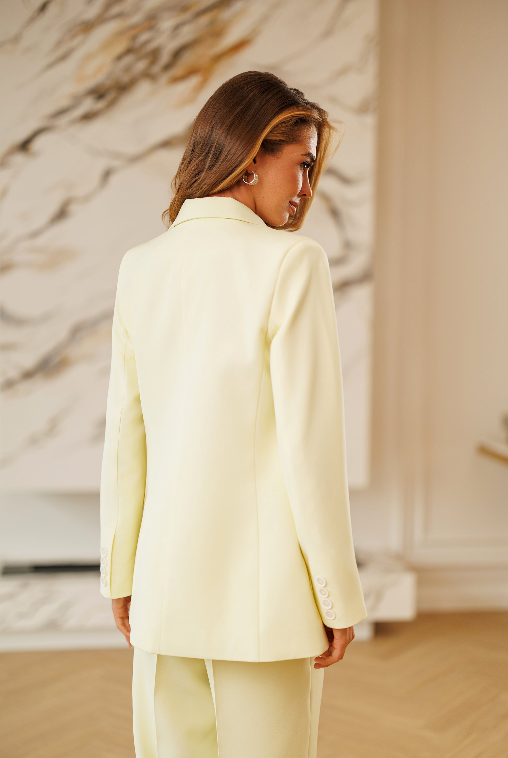 Selene Lemon Single-Breasted Relaxed-Fit Suit 2-Piece - styled look | ELAGIA