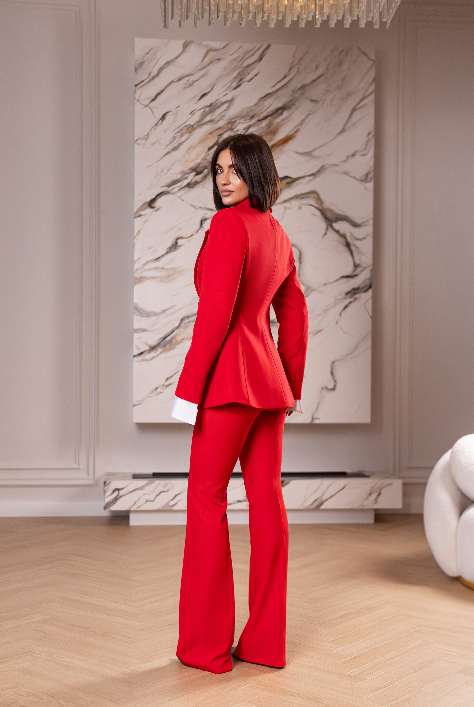 Liora Red Single-Breasted Suit 2-Piece - side view | ELAGIA