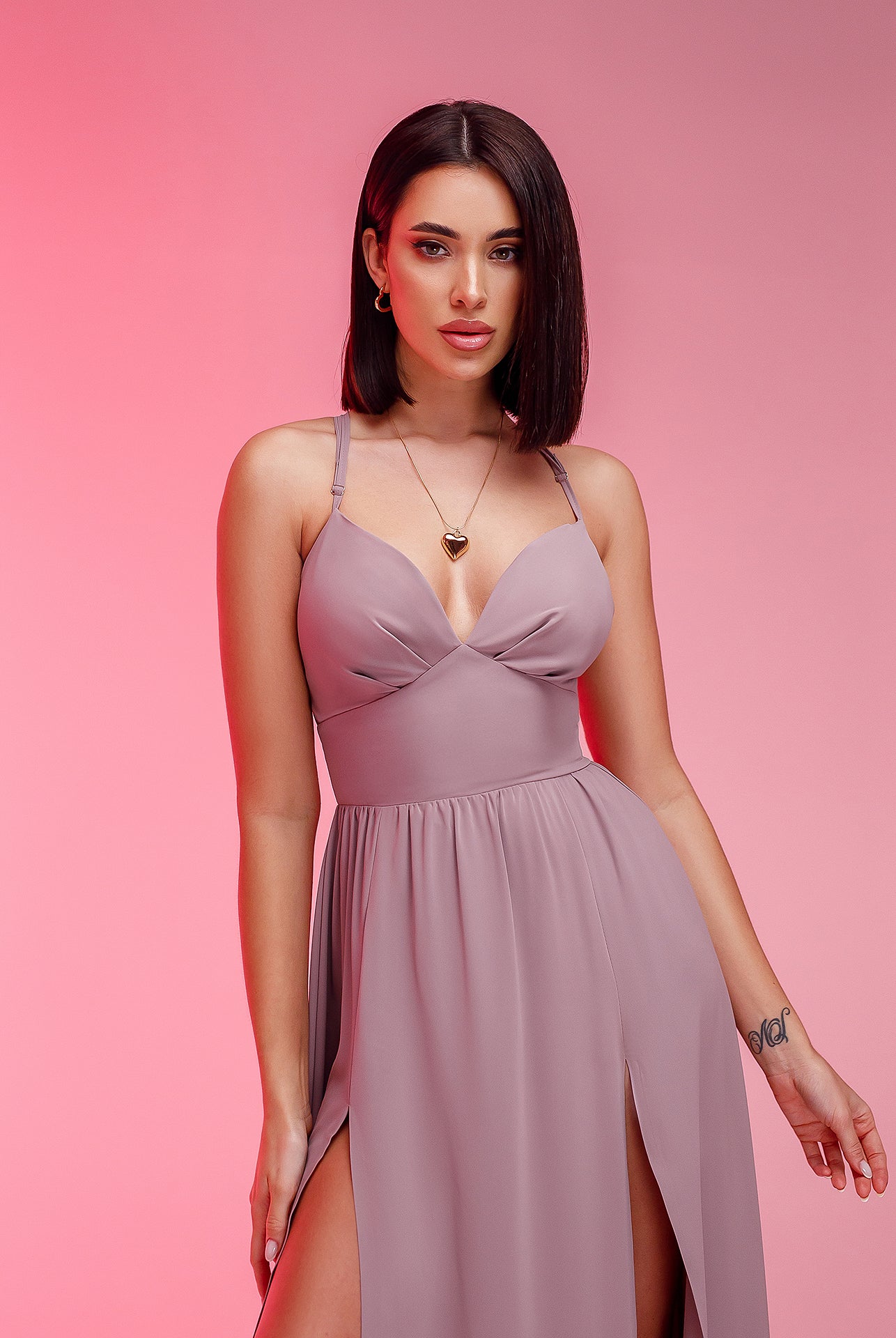 Mocco V-Neck Slip Midi Dress - view 6 | ELAGIA