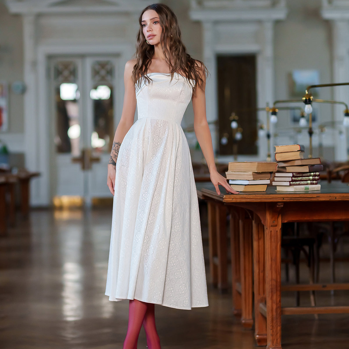 selena white dress Selena White Bow Detail Midi Dress