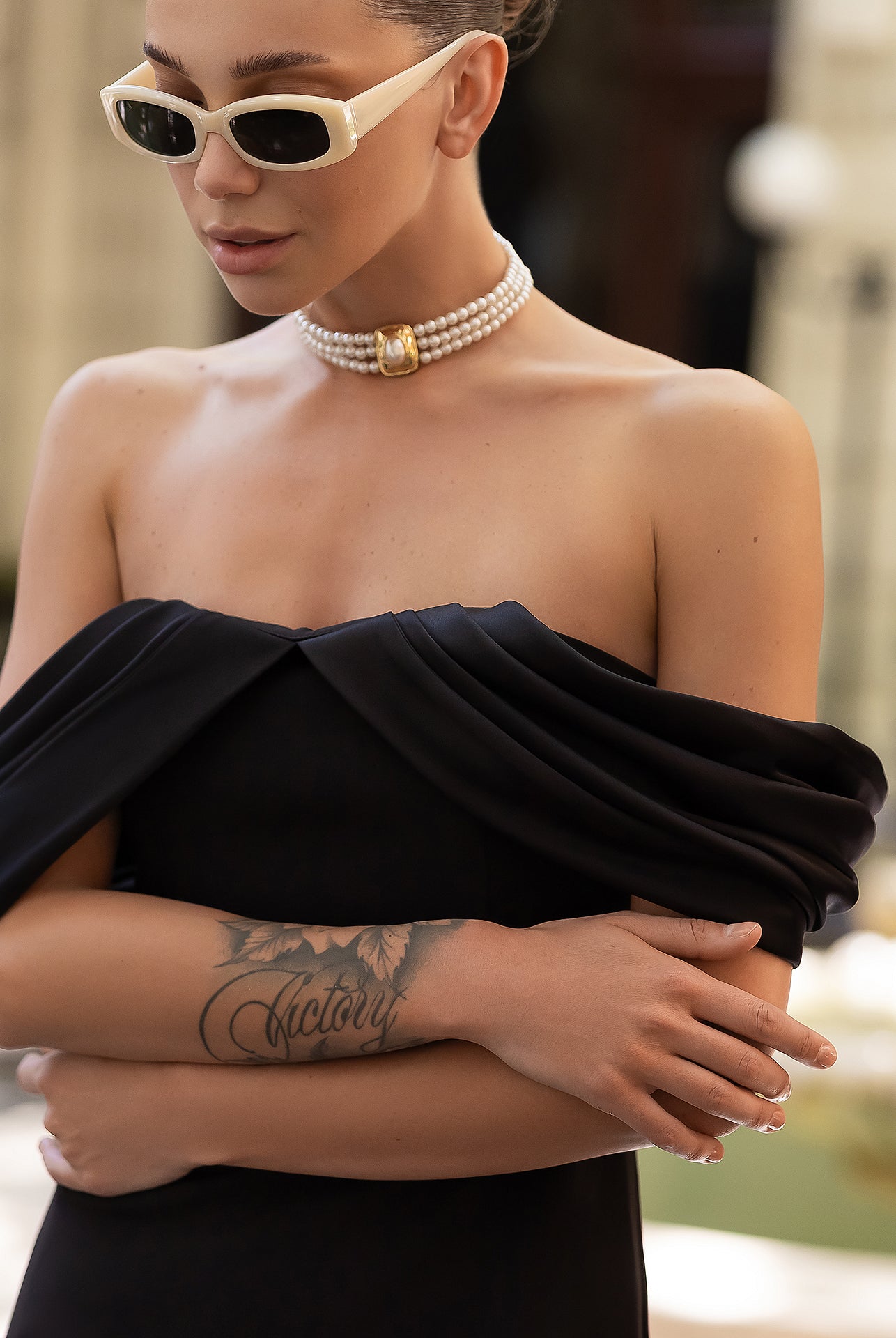 Léa Black Off-the-Shoulder Draped Maxi Dress - view 8 | ELAGIA