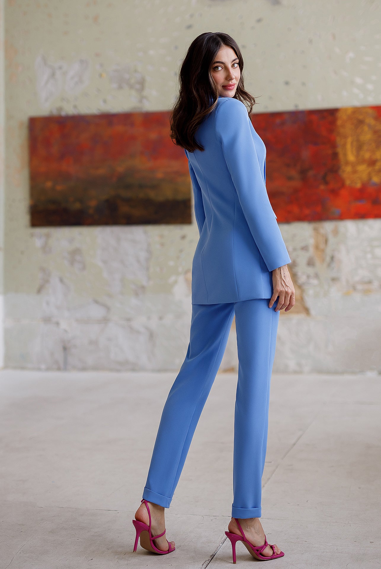 Blue Single-Breasted Suit 2-Piece - side view | ELAGIA
