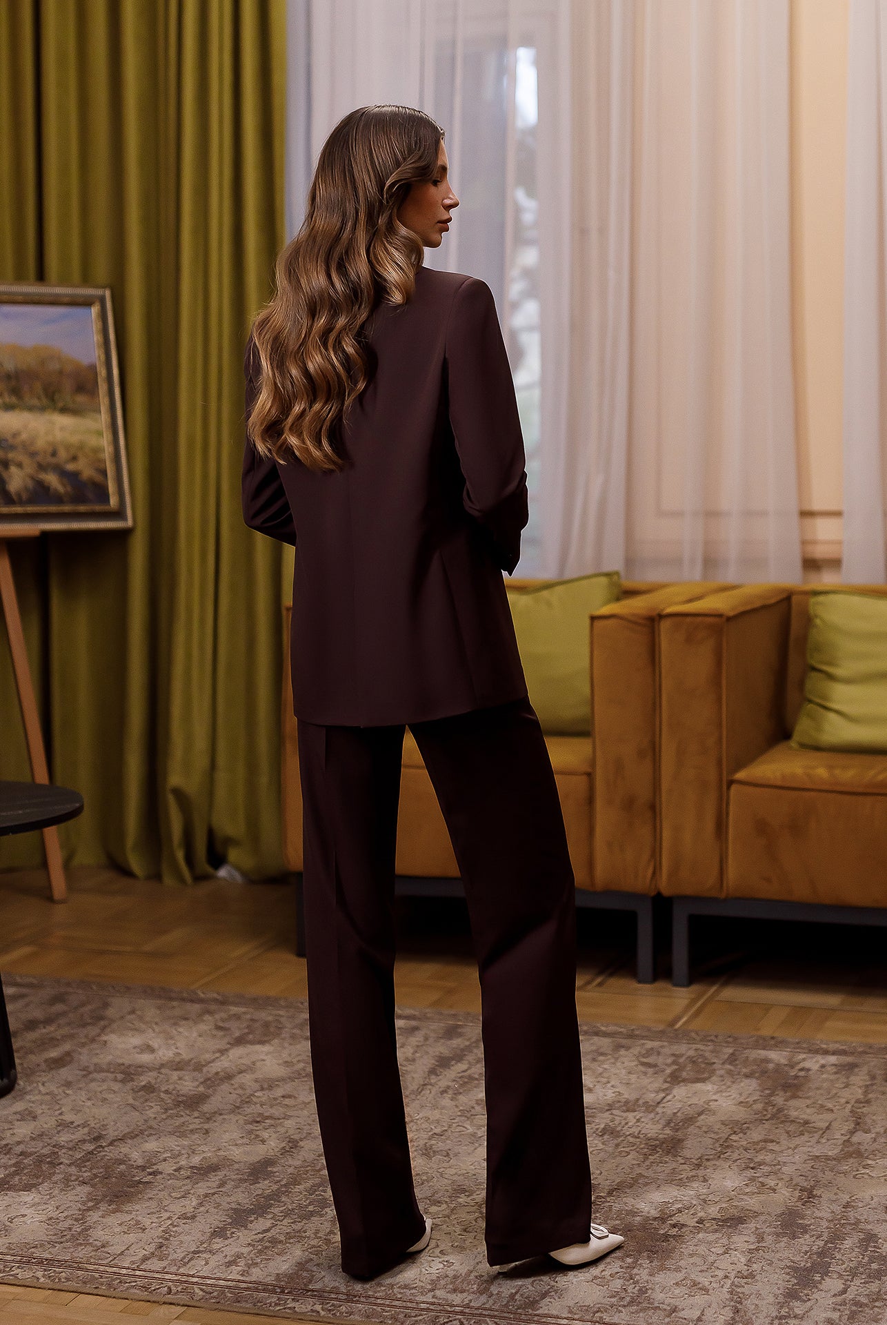 Gloria Brown Single-Breasted Suit 2-Piece - view 6 | ELAGIA