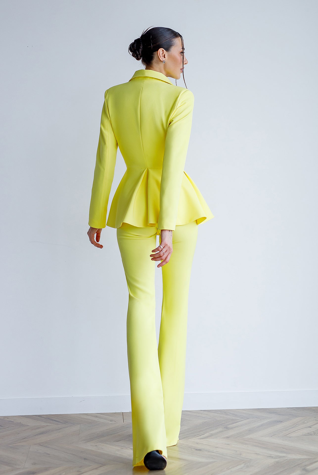 Yellow Single-Breasted Suit 2-Piece - side view | ELAGIA