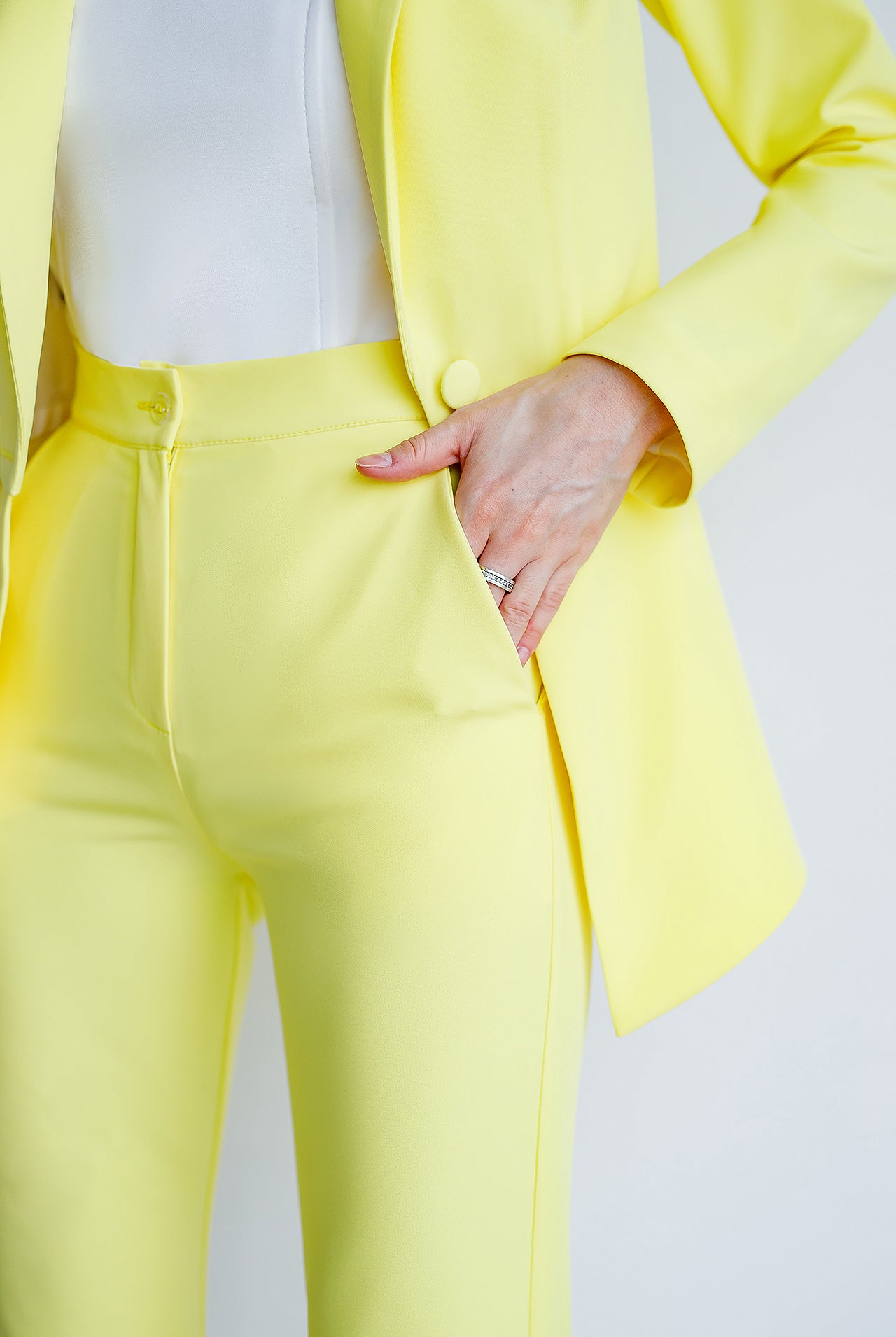 Yellow Single-Breasted Suit 2-Piece - back view | ELAGIA