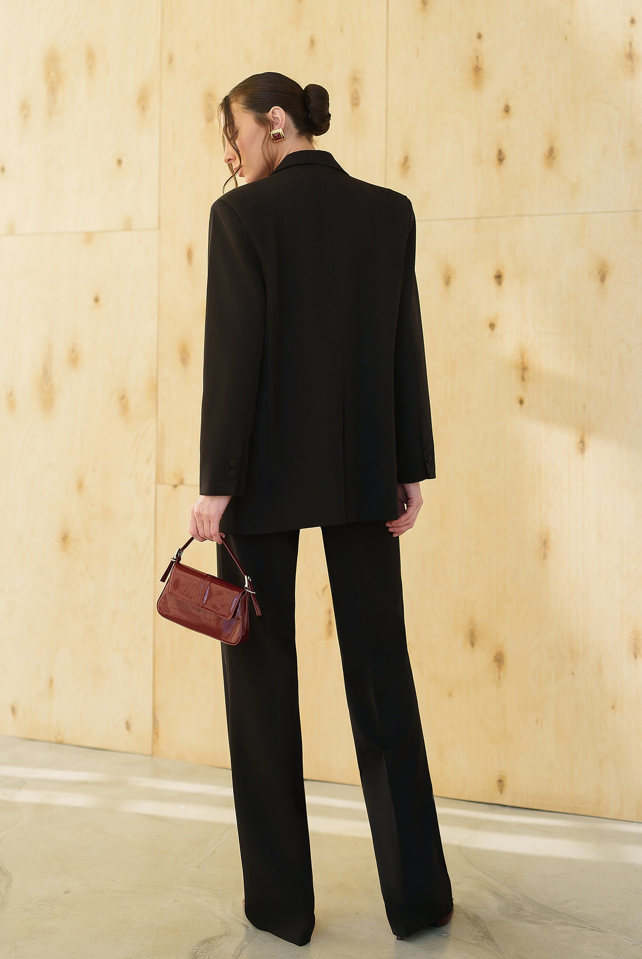 Gloria Black Single-Breasted Suit 2-Piece - back view | ELAGIA