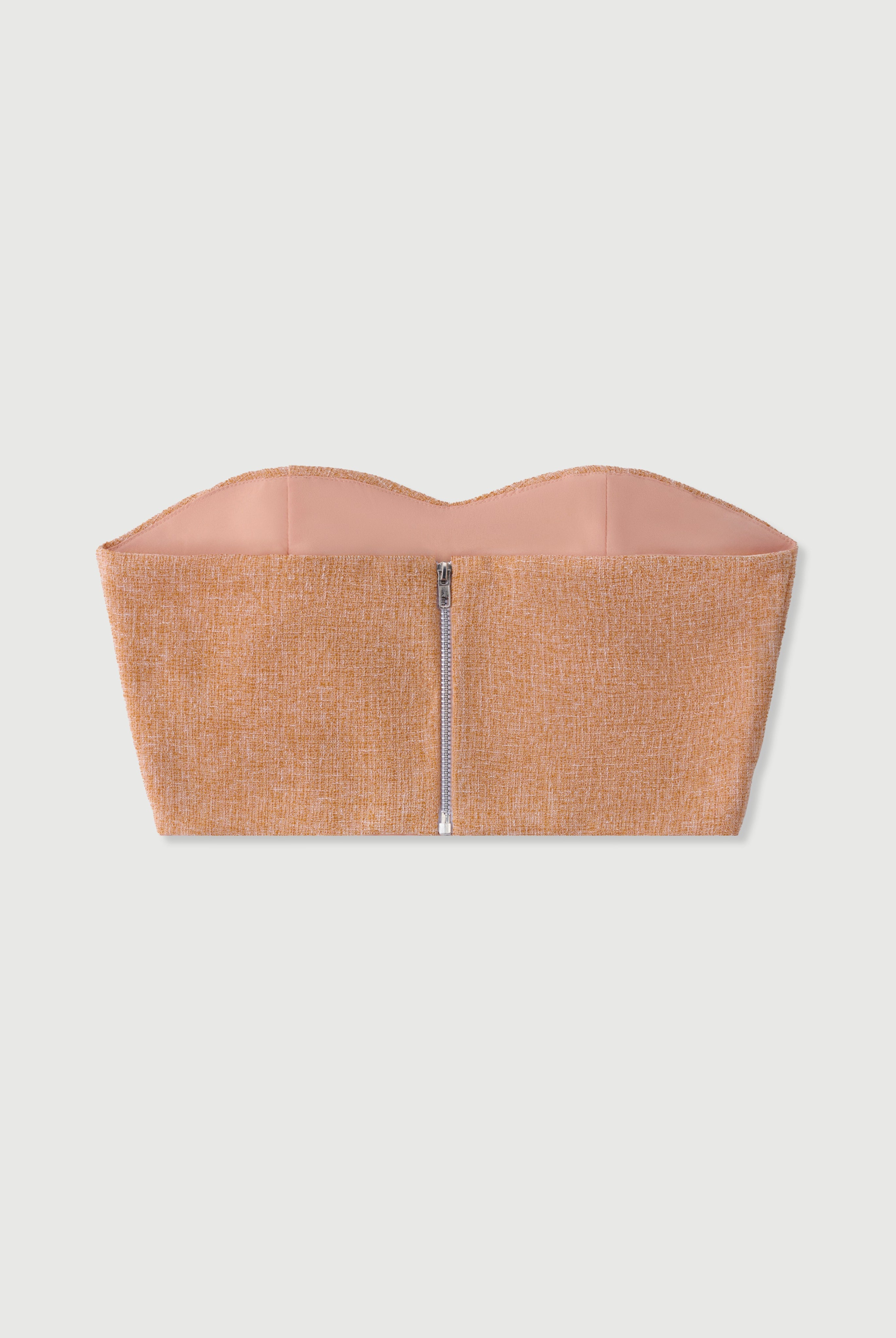 Elagia Brown Tweed Sweetheart Crop Top - side view | ELAGIA