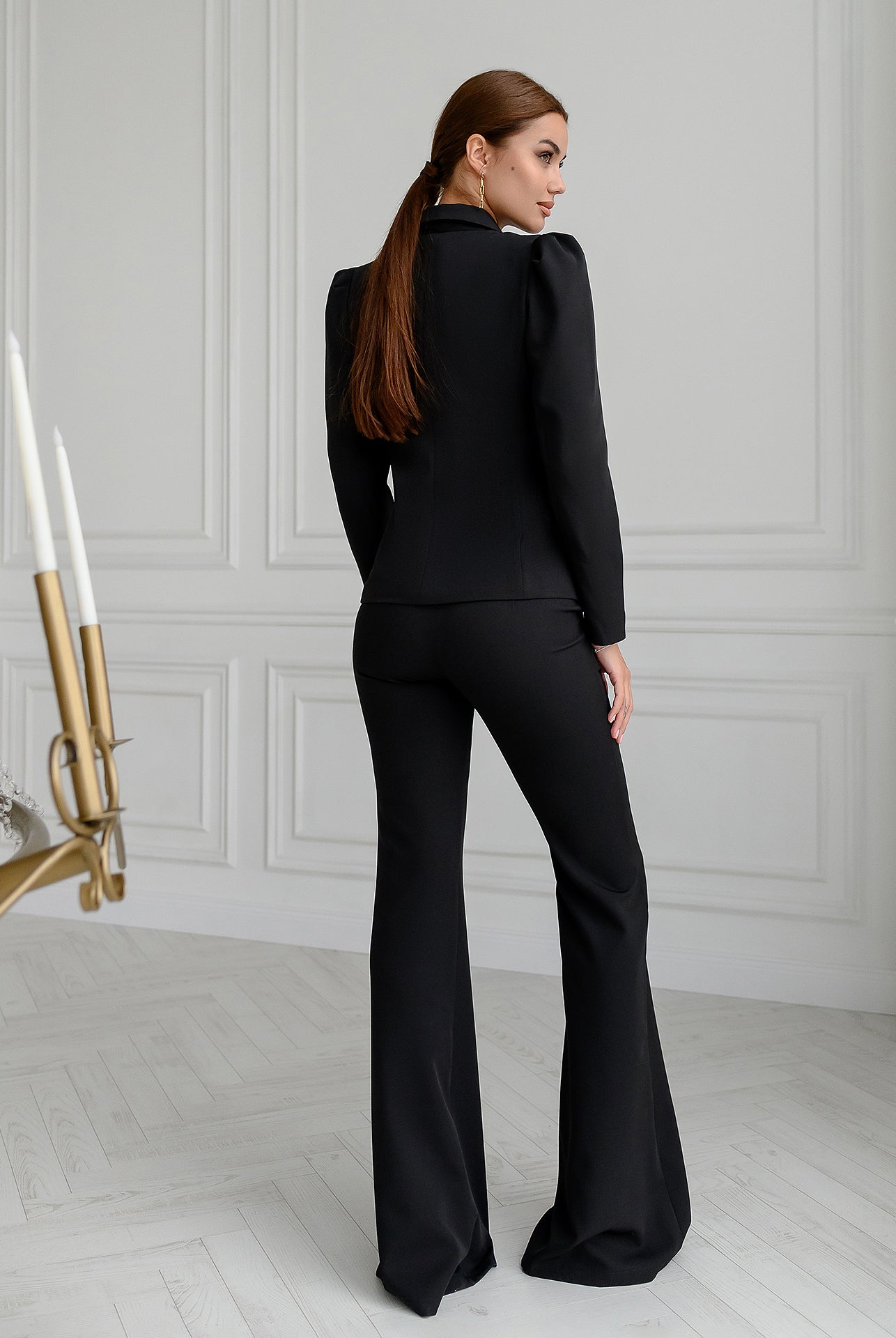 Black Double Breasted Suit 2-Piece - view 9 | ELAGIA