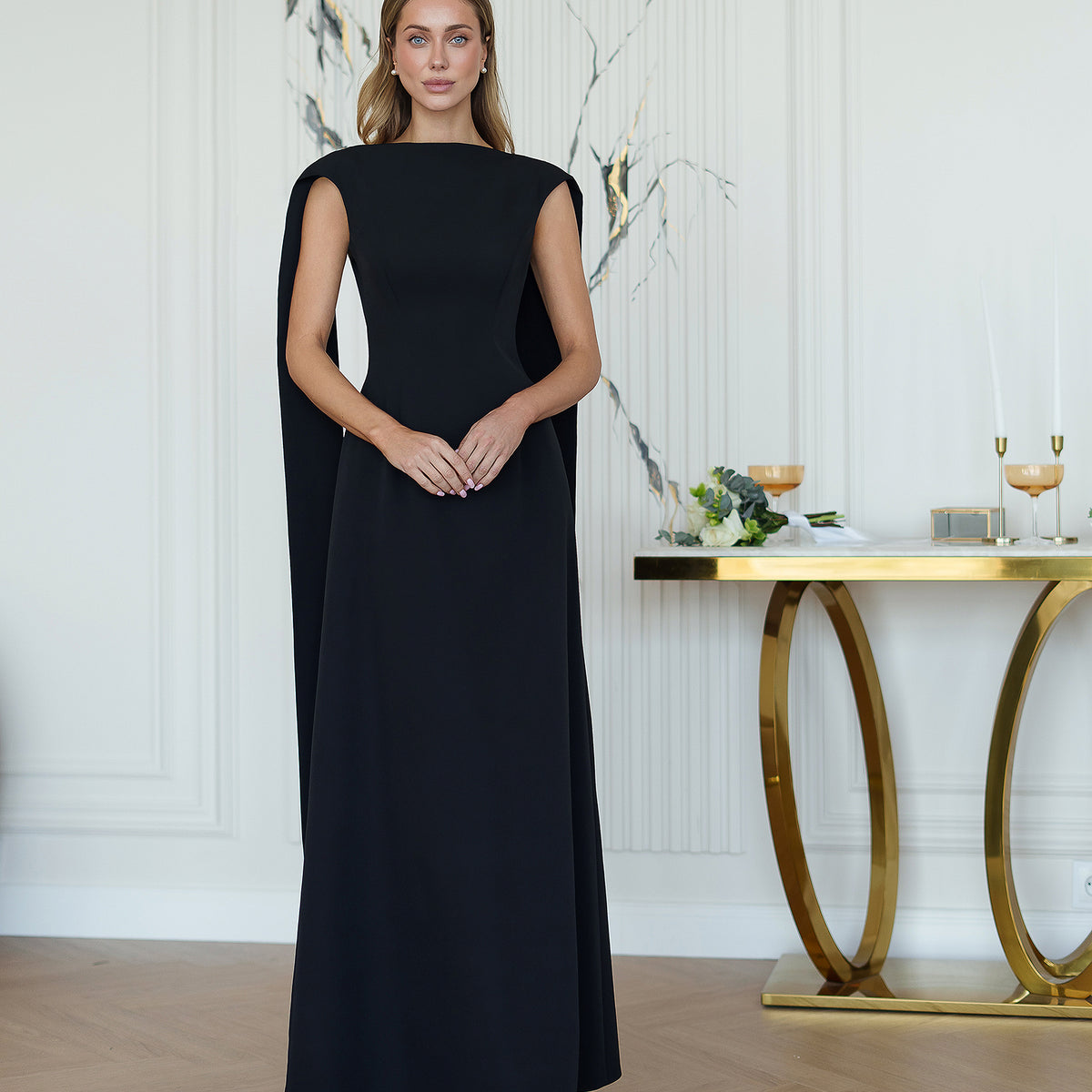 Black Open-Back Sleeveless Maxi Dress | Elagia Black / M Black Open-Back Sleeveless Maxi Dress | Elagia Black / M