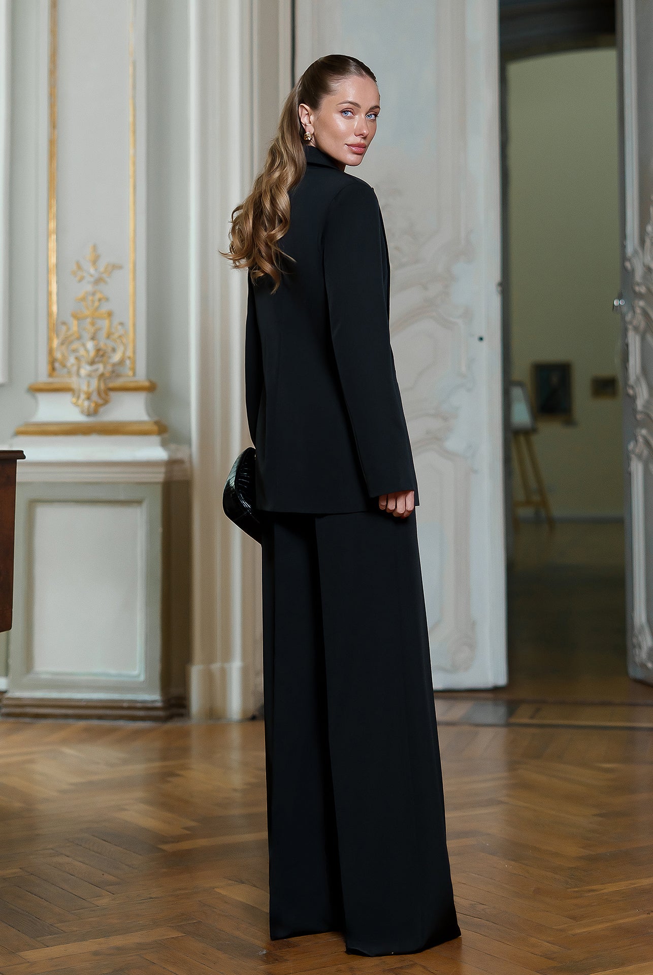 Monica Black Single-Breasted Suit 2-Piece - side view | ELAGIA