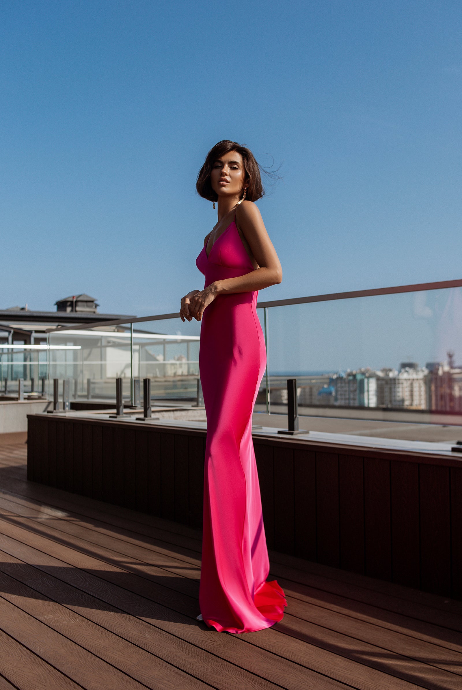 Liora Crimson Satin Open-Back Slip Maxi Dress - view 7 | ELAGIA