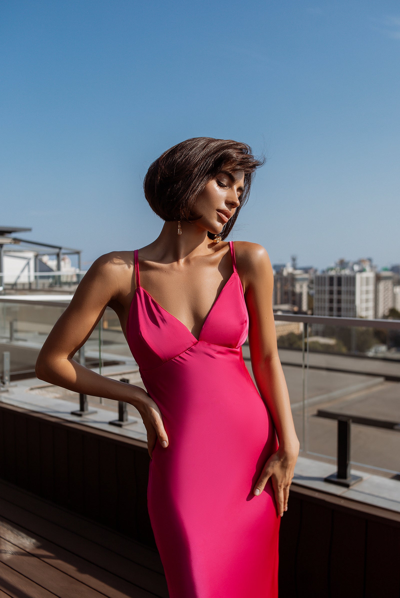 Liora Crimson Satin Open-Back Slip Maxi Dress - view 10 | ELAGIA