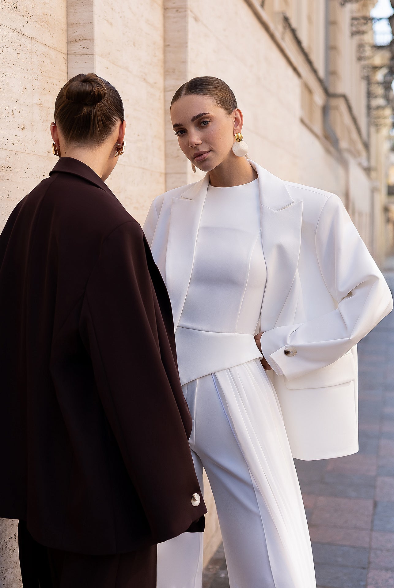 Bella Brown Oversized Double-Breasted Jacket - back view | ELAGIA