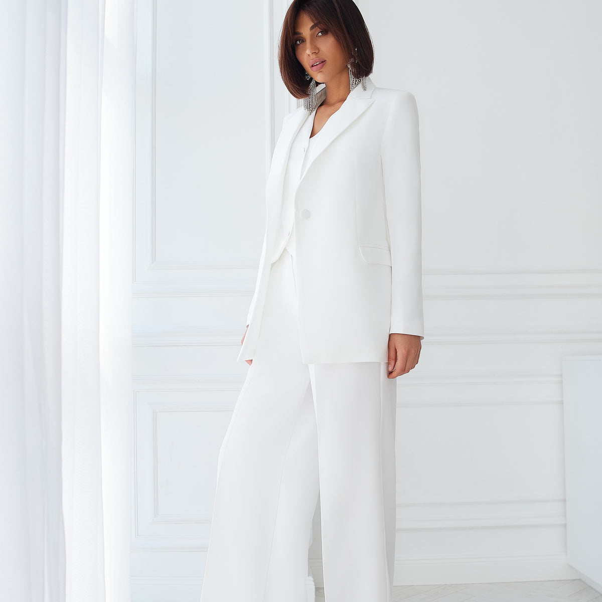winter white womens dress suits MOJOGO Fashion Women's Suit Dress Solid Long Sleeve Collared Double Breasted Office Dress Fall Winter Dresses Midi Dress White 2XL
