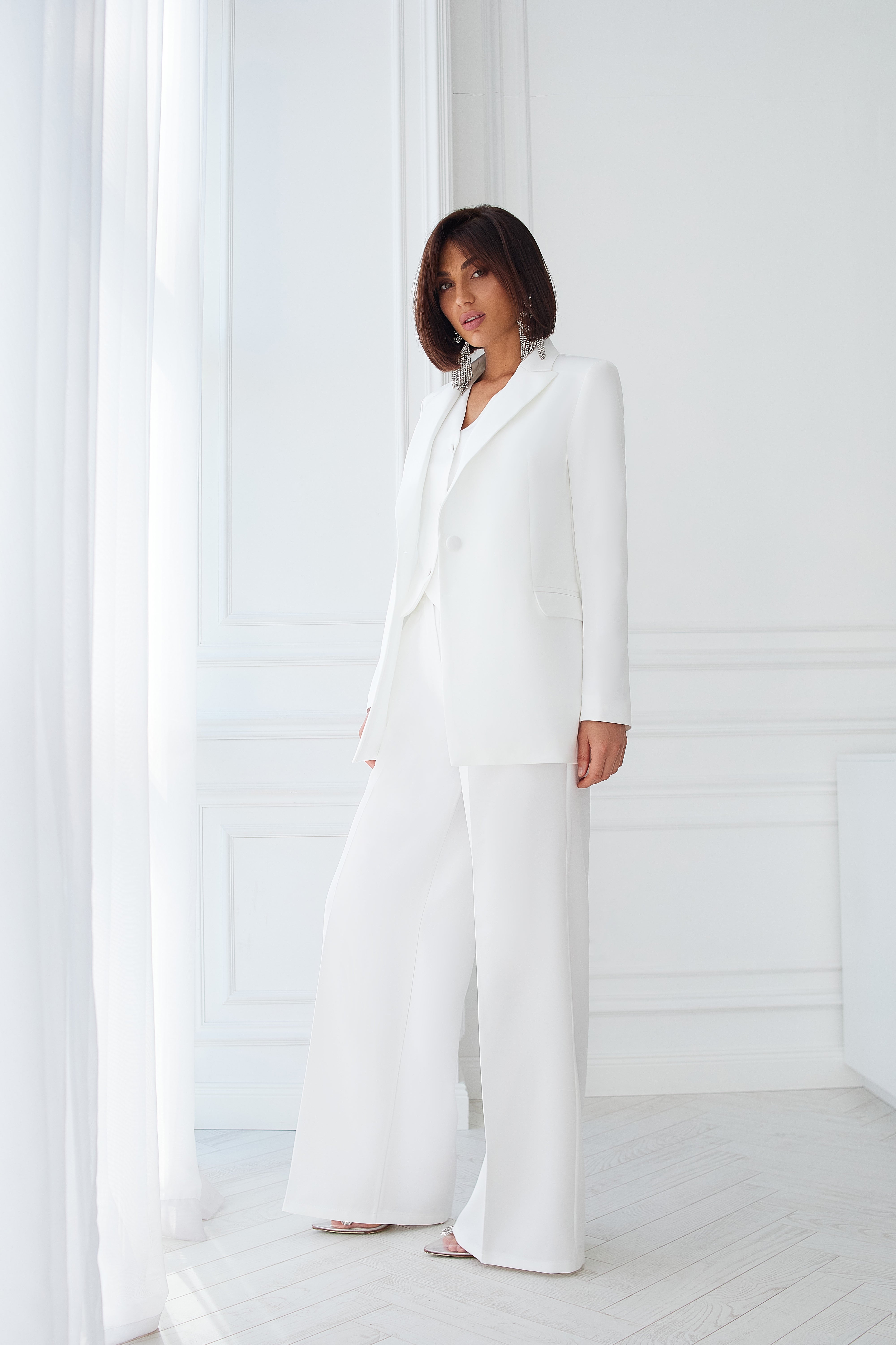 White Oversized 3 Piece Women's Suit