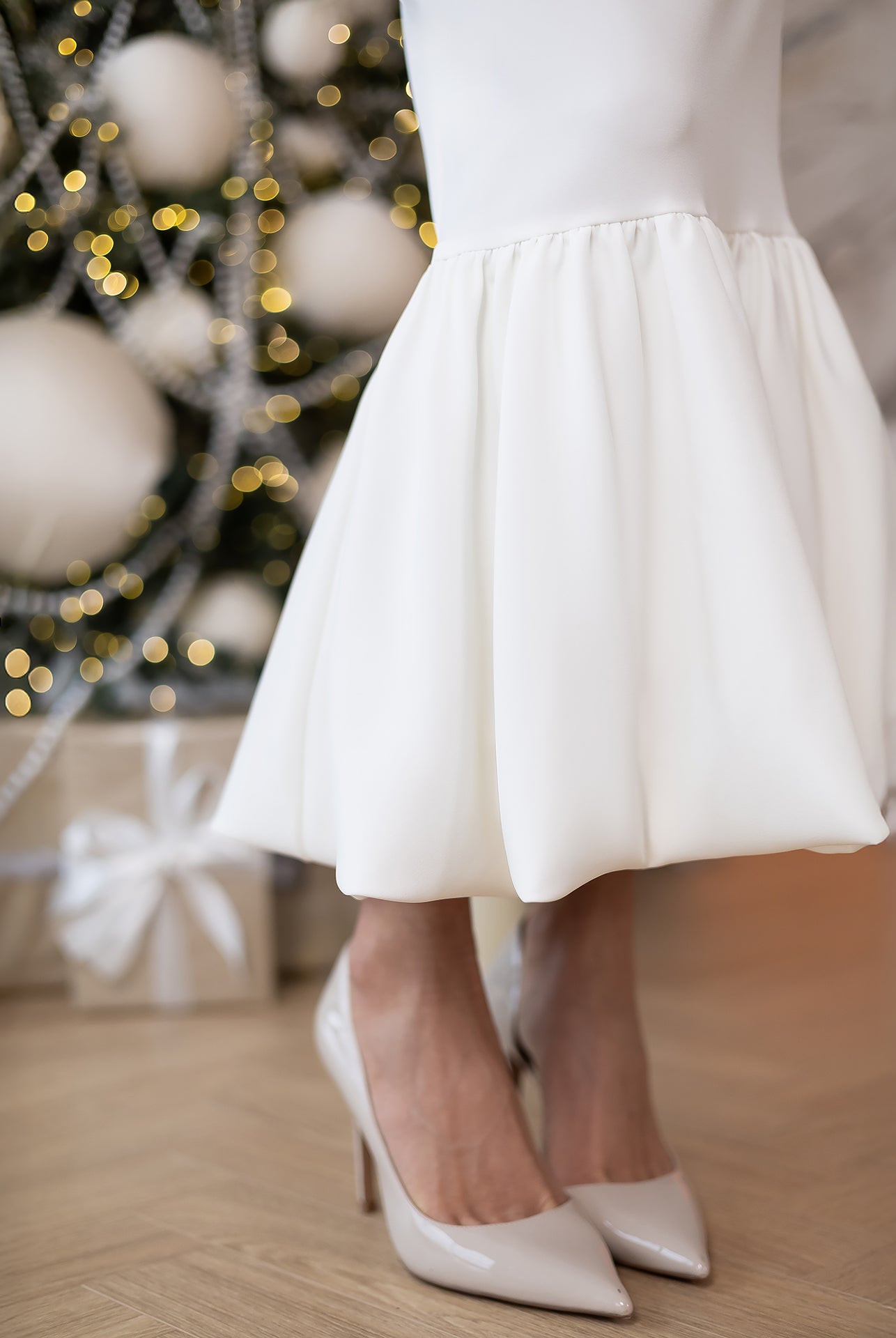 Bella White Strapless Ruffled-Hem Mermaid Midi Dress - view 8 | ELAGIA