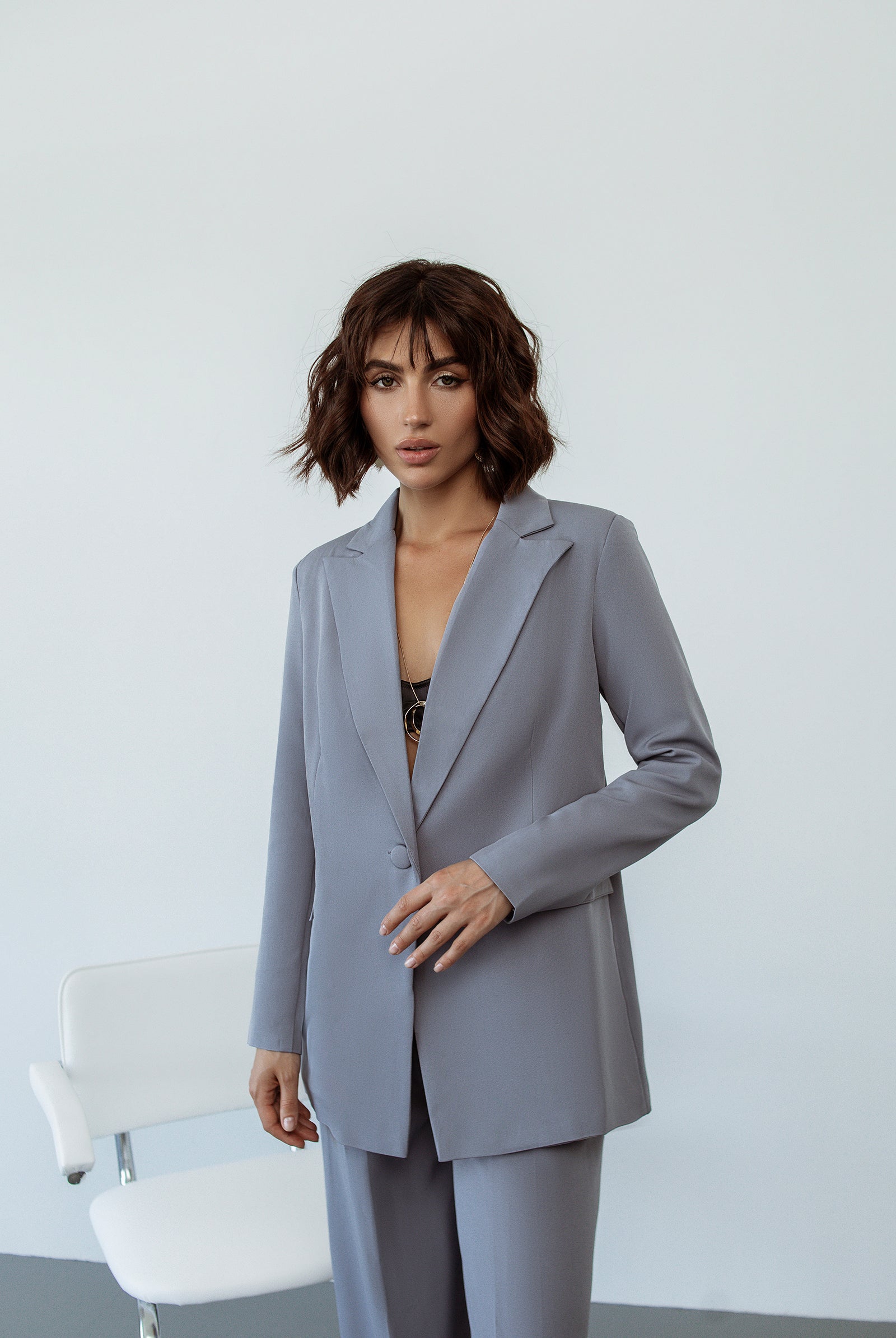 Grey Single-Breasted Suits 2-Piece - styled look | ELAGIA
