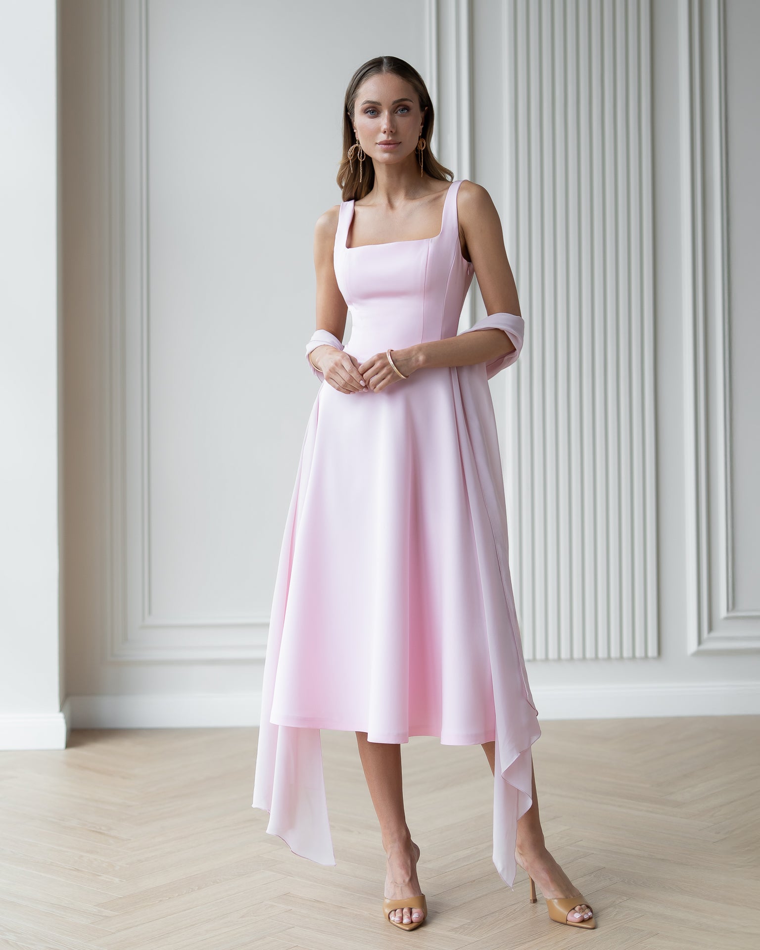 Stella Dusty-Pink Backless Midi Dress