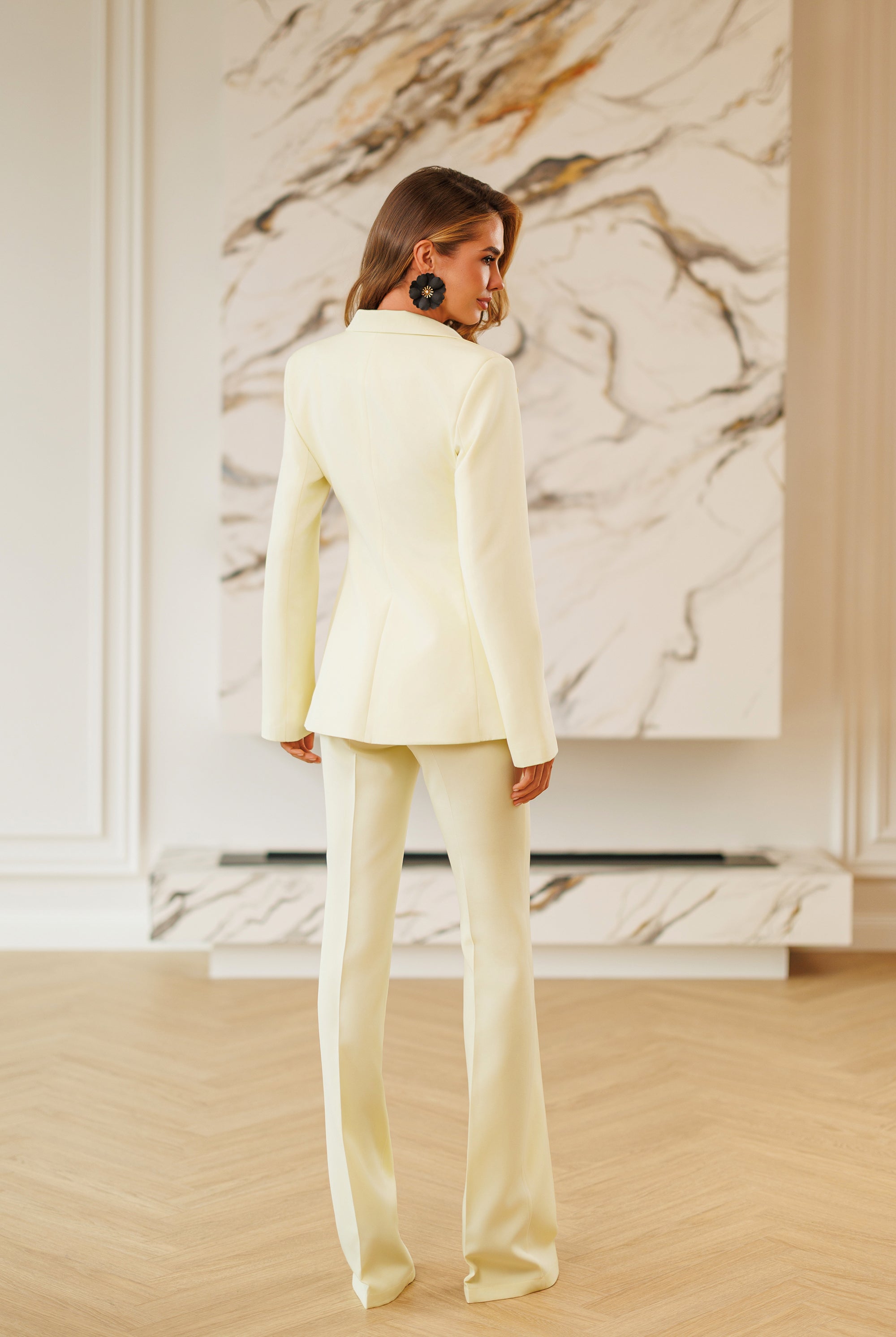 Liora Yellow Single-Breasted Suit 2-Piece - side view | ELAGIA