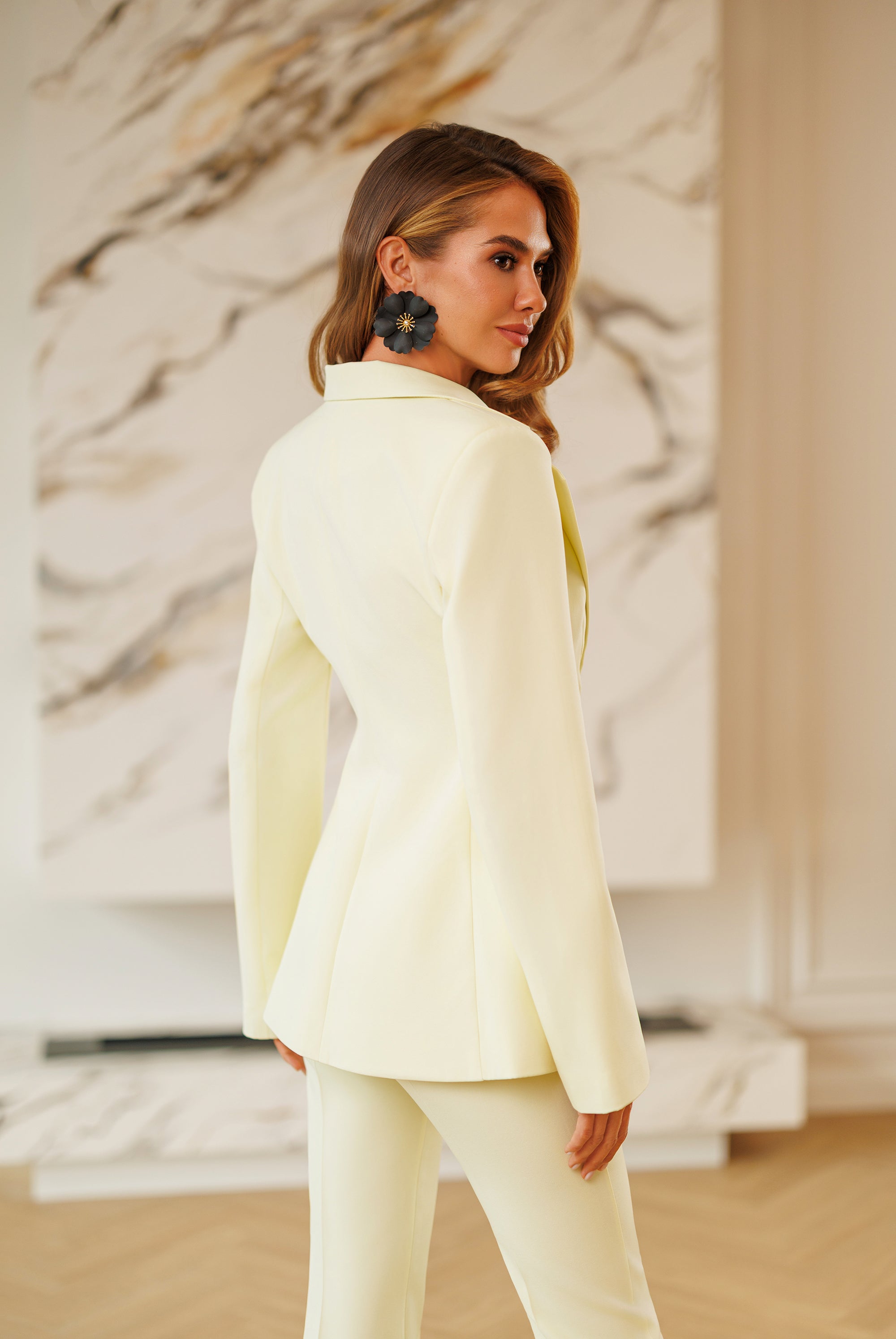 Liora Yellow Single-Breasted Suit 2-Piece - view 7 | ELAGIA