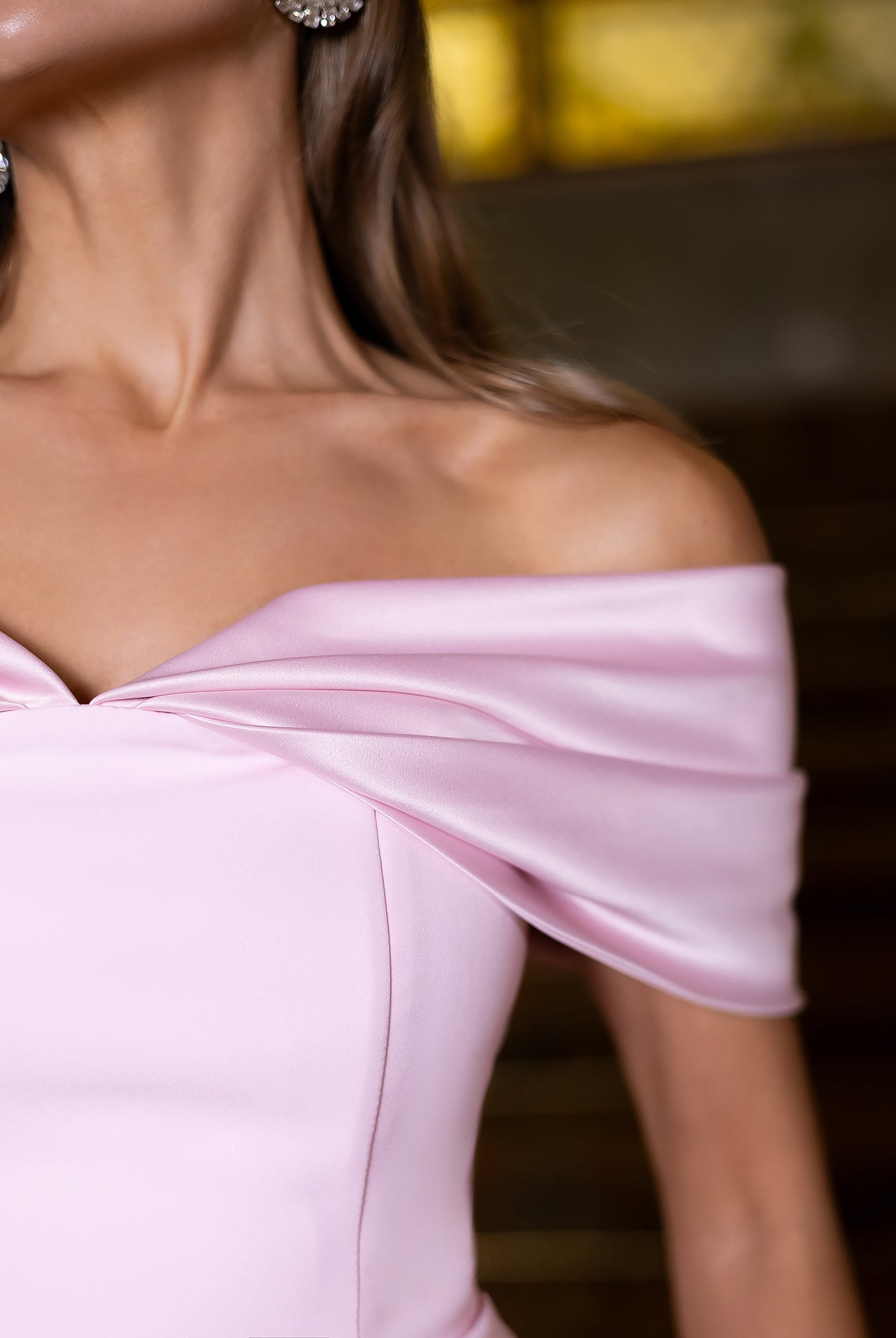 Léa Pink Off-the-Shoulder Draped Maxi Dress - view 8 | ELAGIA