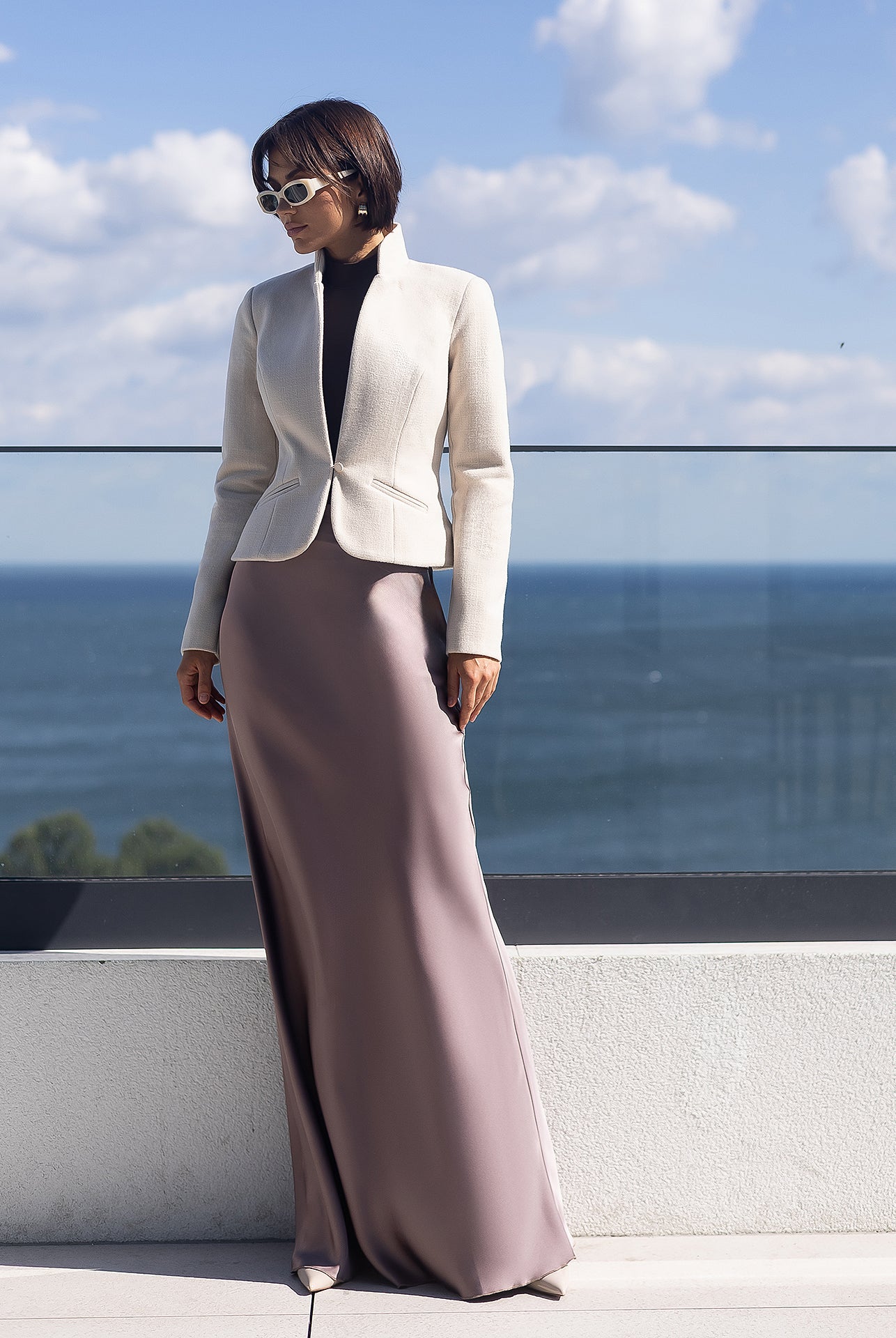 Julia Beige Collarless Single-Breasted Blazer - view 9 | ELAGIA