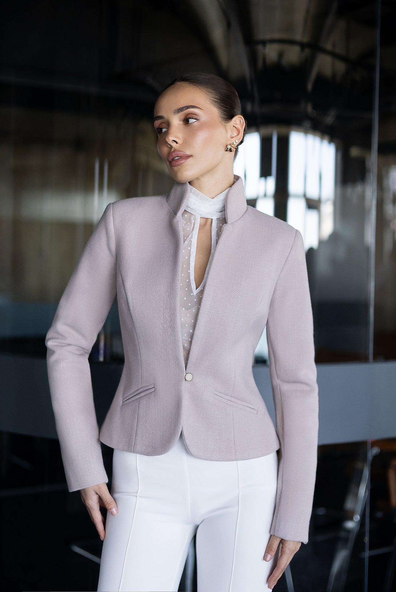 Julia Mocco Collarless Single-Breasted Blazer - view 10 | ELAGIA