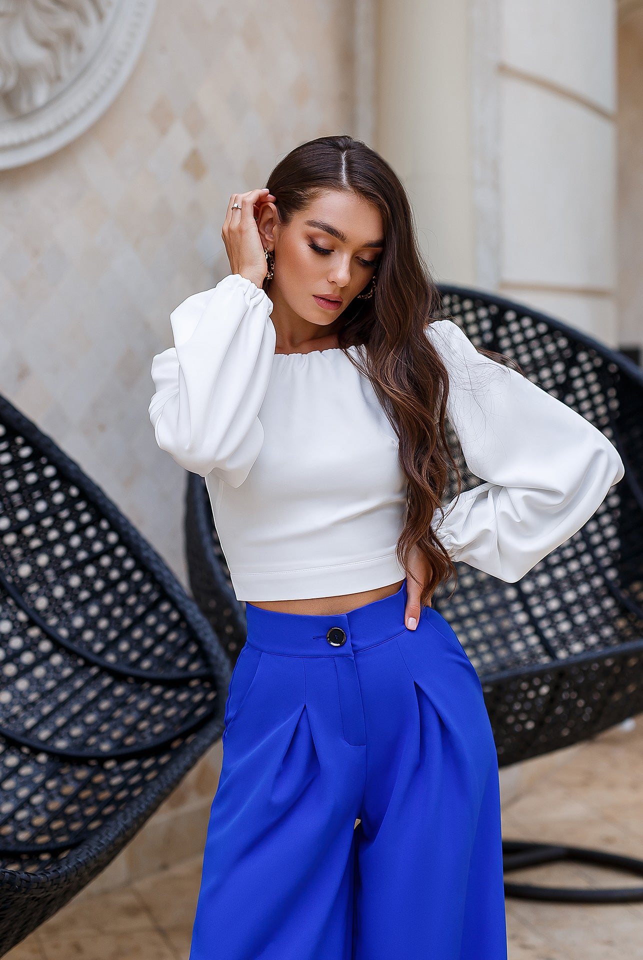 White Off-The-Shoulder Puff-Sleeve Top