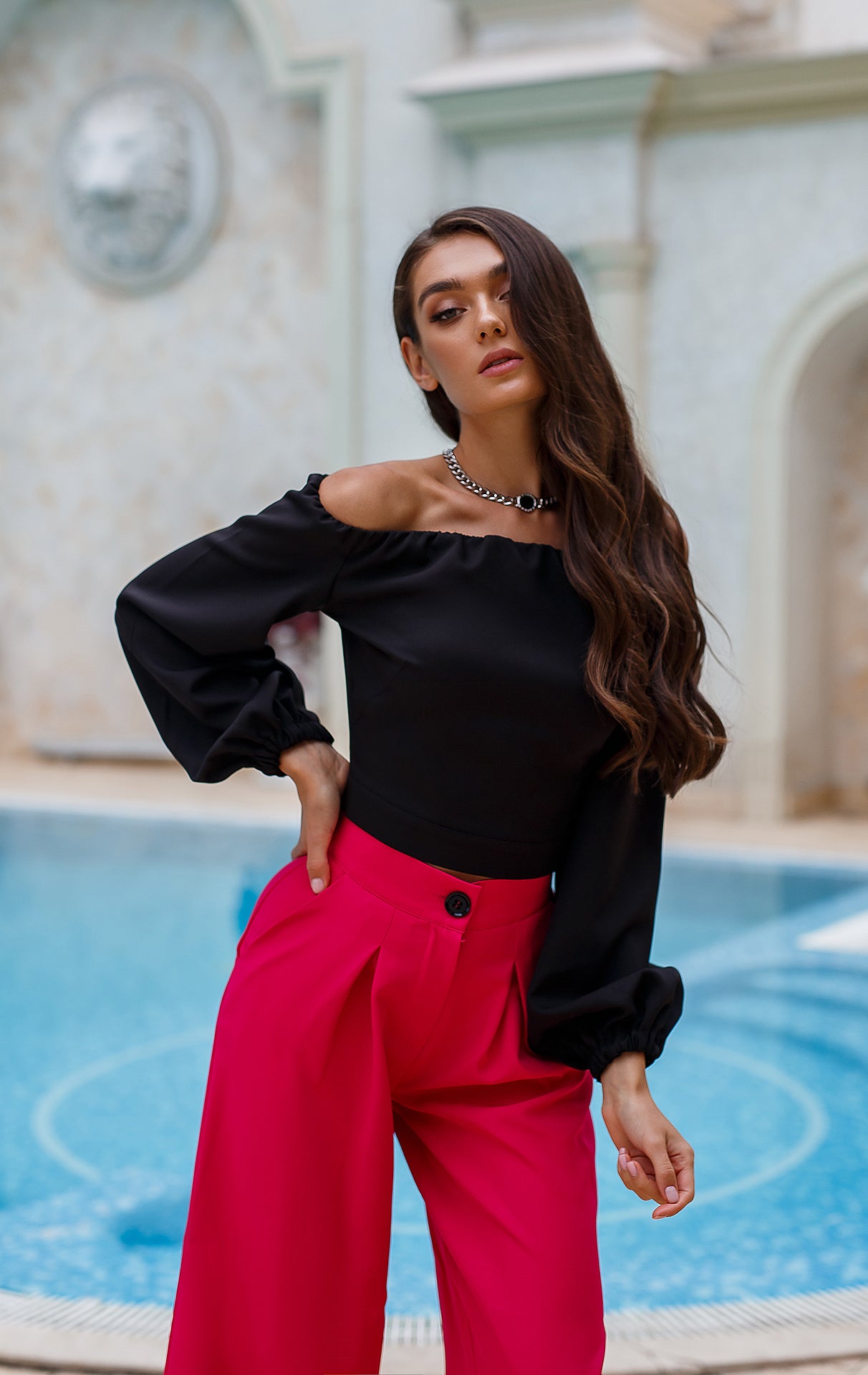 Black Off-The-Shoulder Puff-Sleeve Top