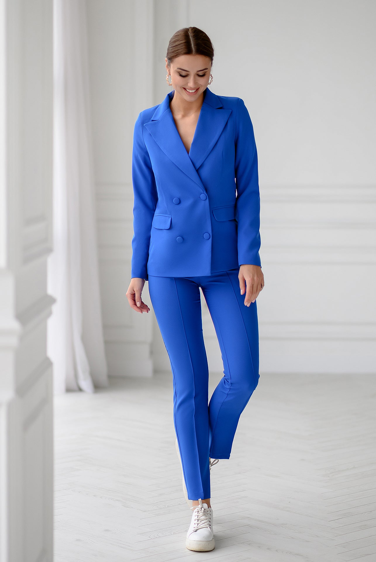 Blue Double-Breasted Suit 2-Piece - view 10 | ELAGIA