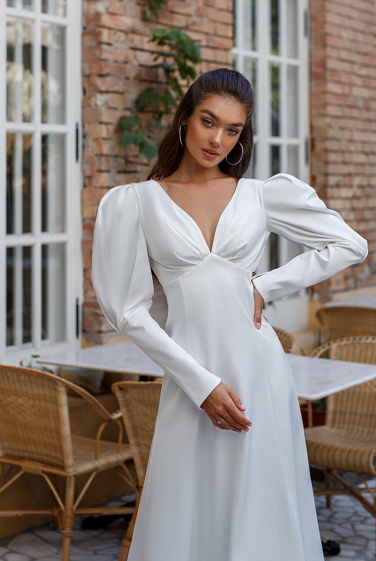 White Satin Bow Back Midi Dress