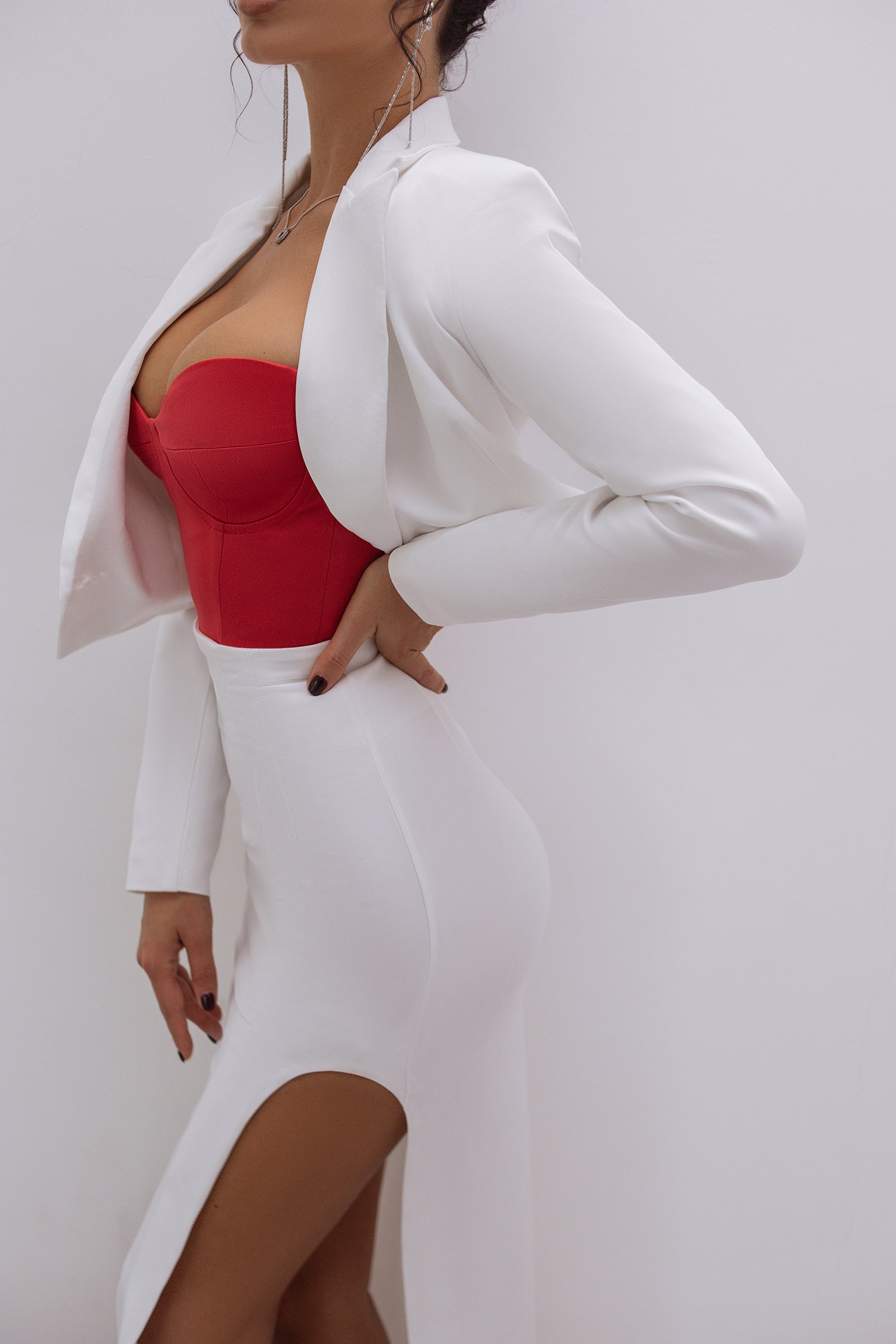 Red Satin Sweetheart Crop Top