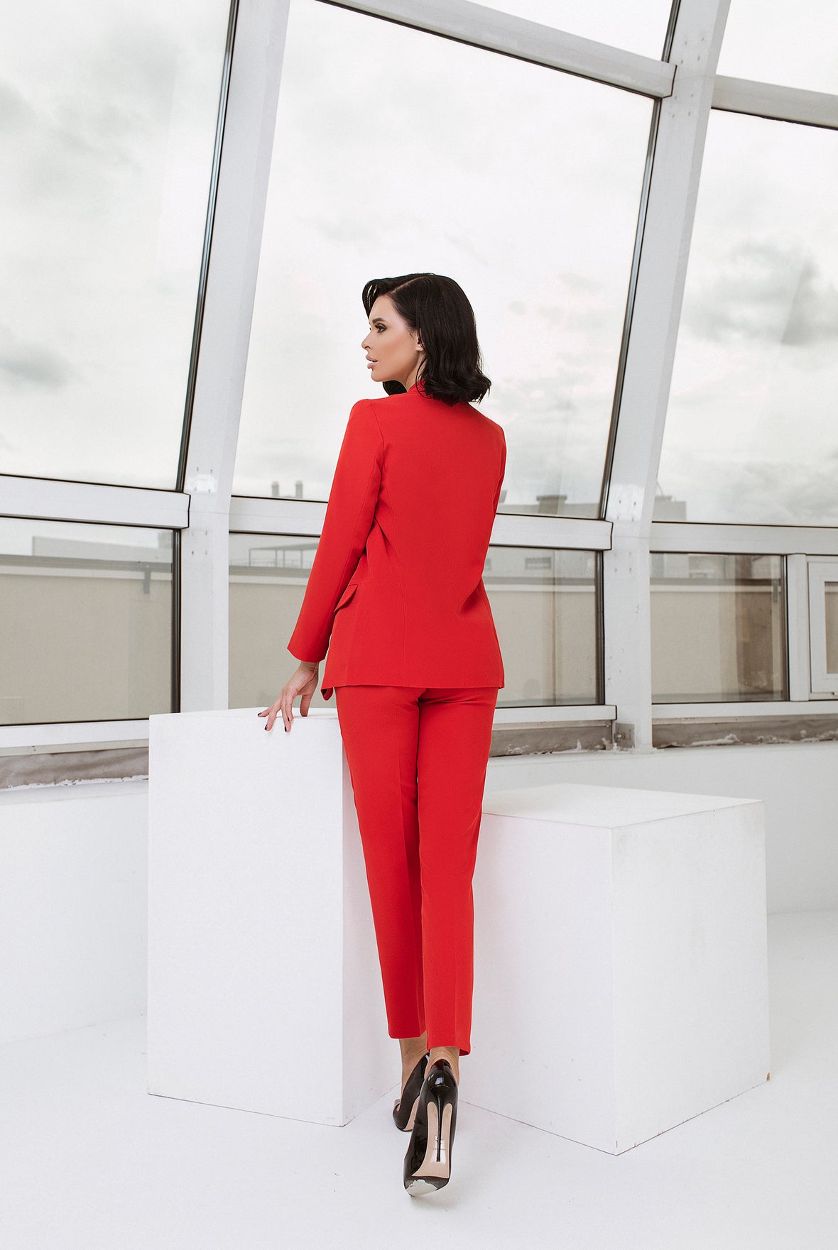 ELAGIA Red Shawl Lapels 2-Piece Suit full ensemble - 3 piece women's suit purple business suit women complete set