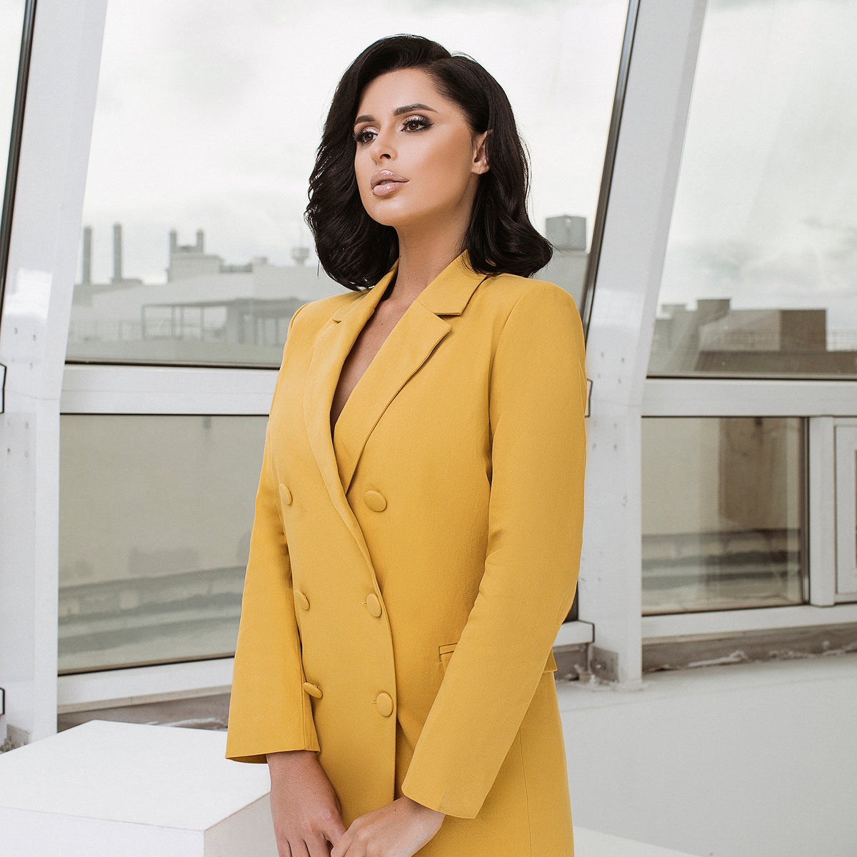 Mustard Business Suit Blazer | ELAGIA