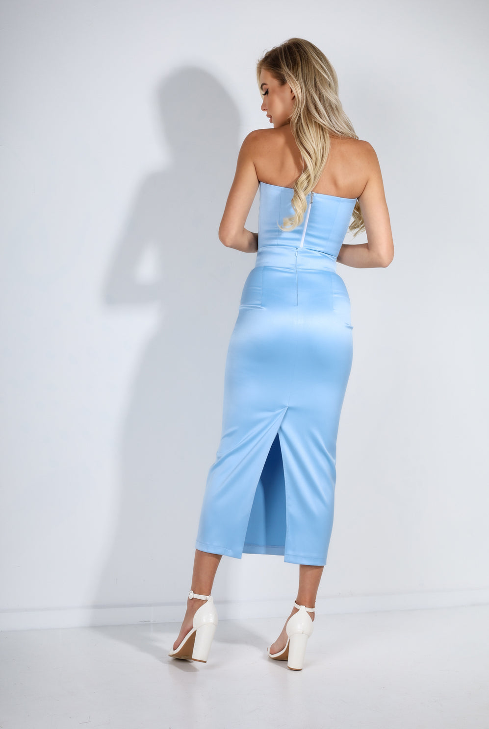 ELAGIA light blue suit women satin 2-piece set complete ensemble styled for special occasion