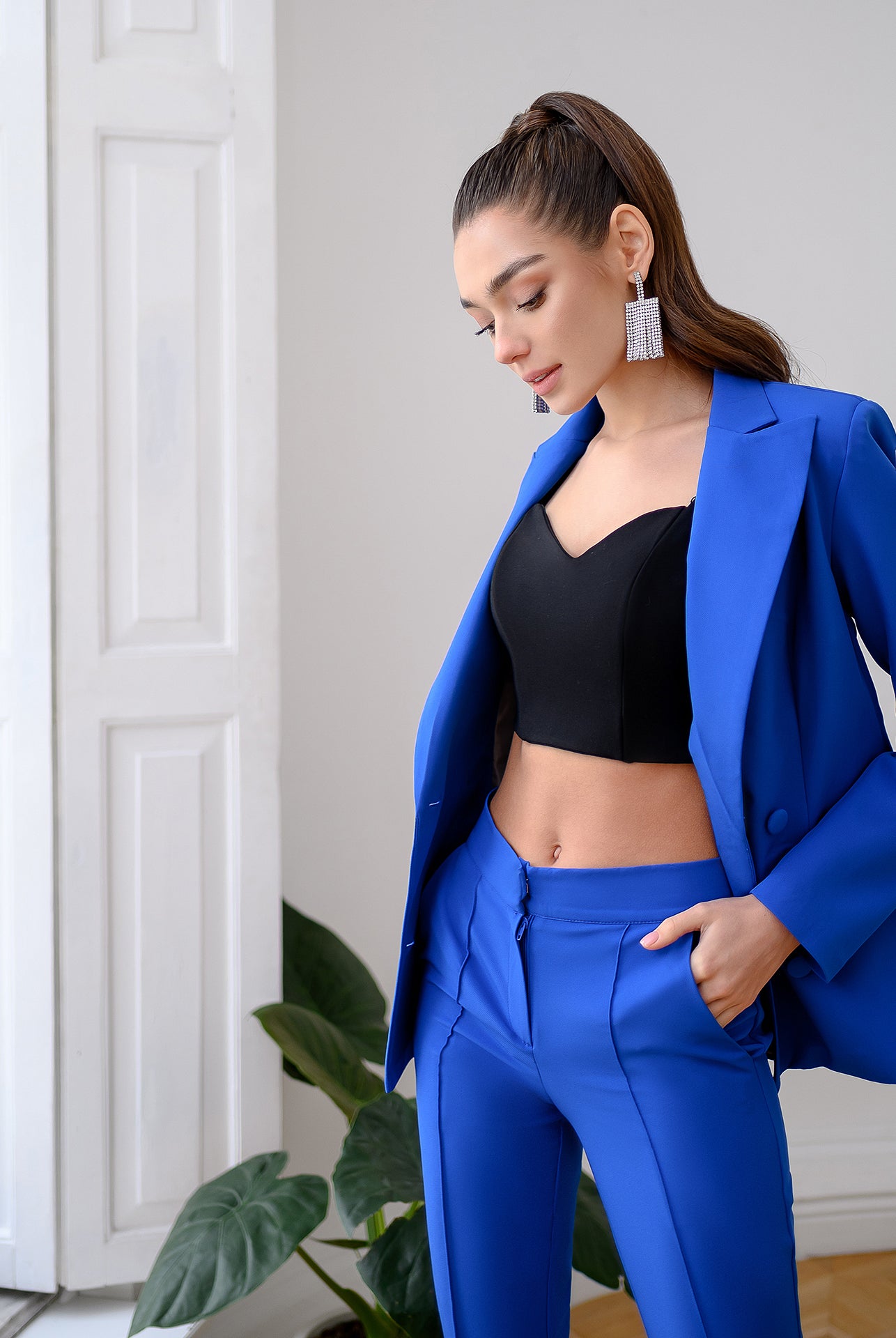 Blue Double-Breasted Suit 2-Piece - styled look | ELAGIA