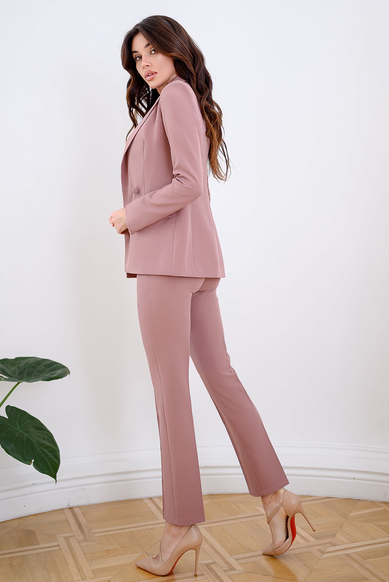 ELAGIA mocco double breasted suit full outfit - workplace purple business suit women ensemble