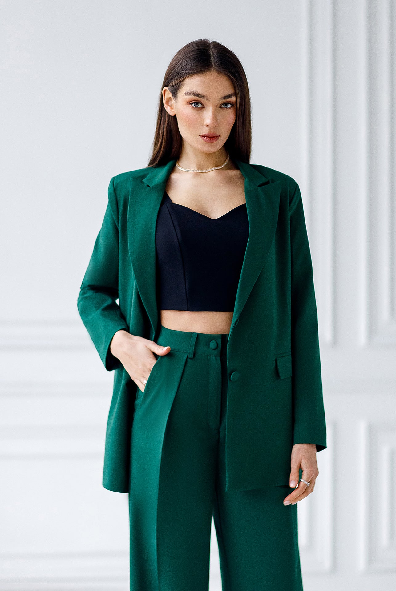 Emerald Single-Breasted Oversized Suit 2-Piece - back view | ELAGIA