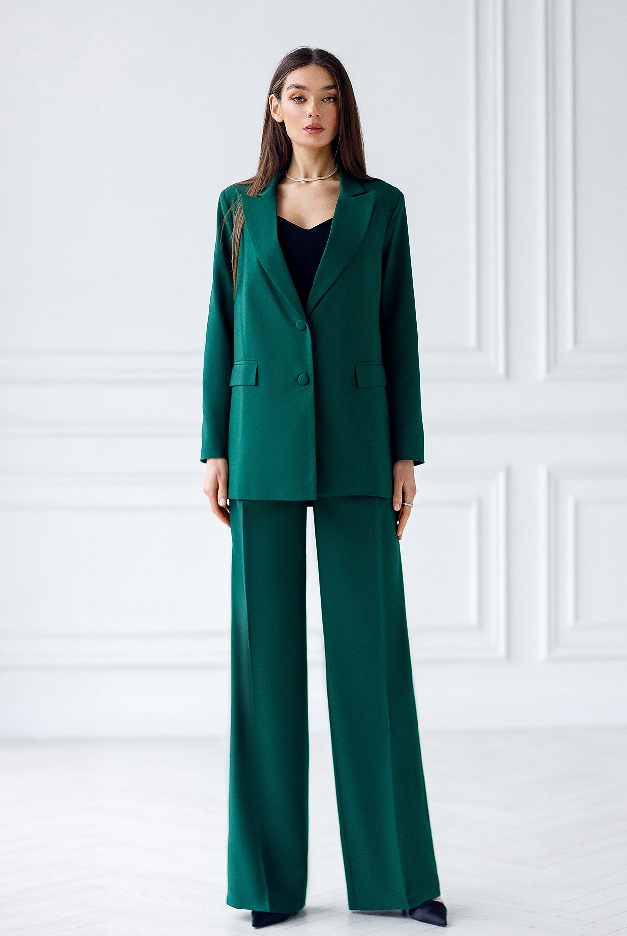 Emerald Single-Breasted Oversized Suit 2-Piece - front view | ELAGIA