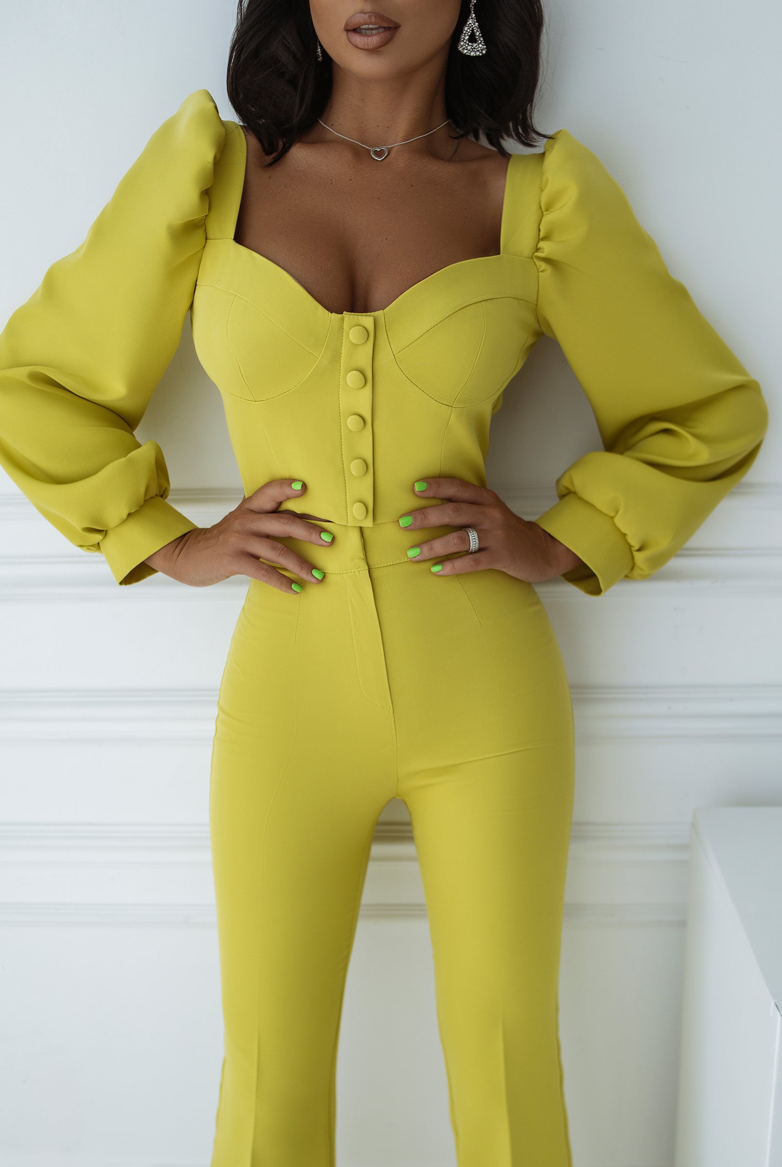 Green Sweetheart Top & Flared Pants 2-Piece Set