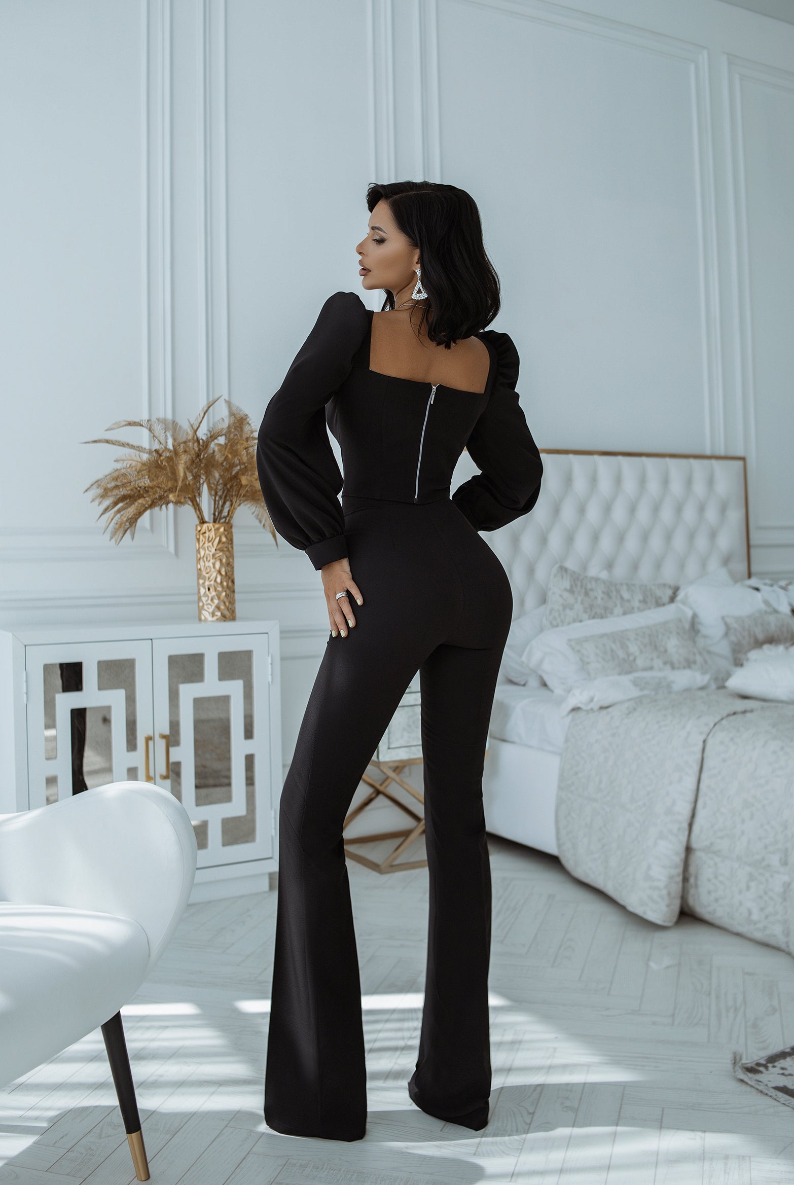 Black Sweetheart Top & Flared Pants 2-Piece Set
