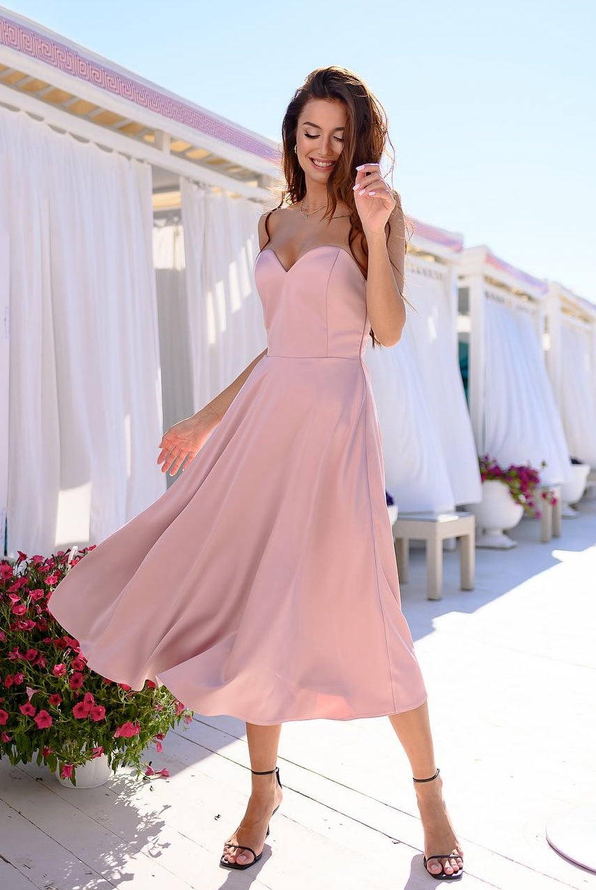 ELAGIA dusty pink satin corseted strapless dress detail shot - 3 piece women's suit purple business suit women
