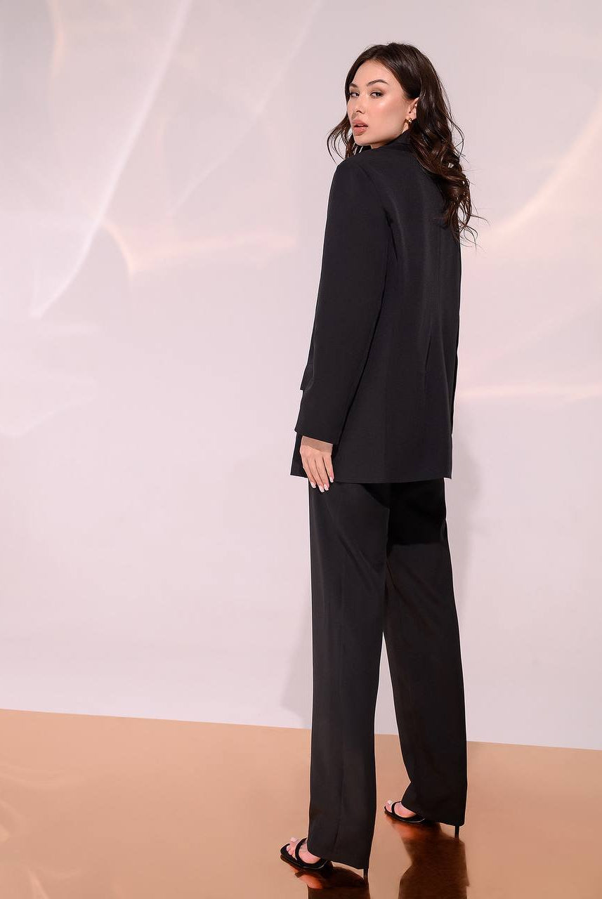 ELAGIA black women's business suit styled with accessories, complete professional outfit on model