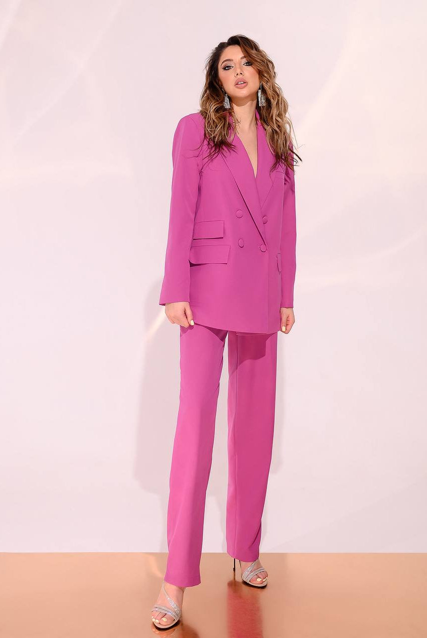 ELAGIA fuchsia women's suit styled complete look, purple business suit women outfit with accessories