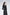 Black Square Neck Long-Sleeve High Slit Midi Dress - back view | ELAGIA