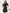 Black Buttoned Puff-Sleeve Mini Dress - close-up detail | ELAGIA