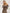 Coffee Polka-Dot Puff Sleeve Midi Dress - back view | ELAGIA