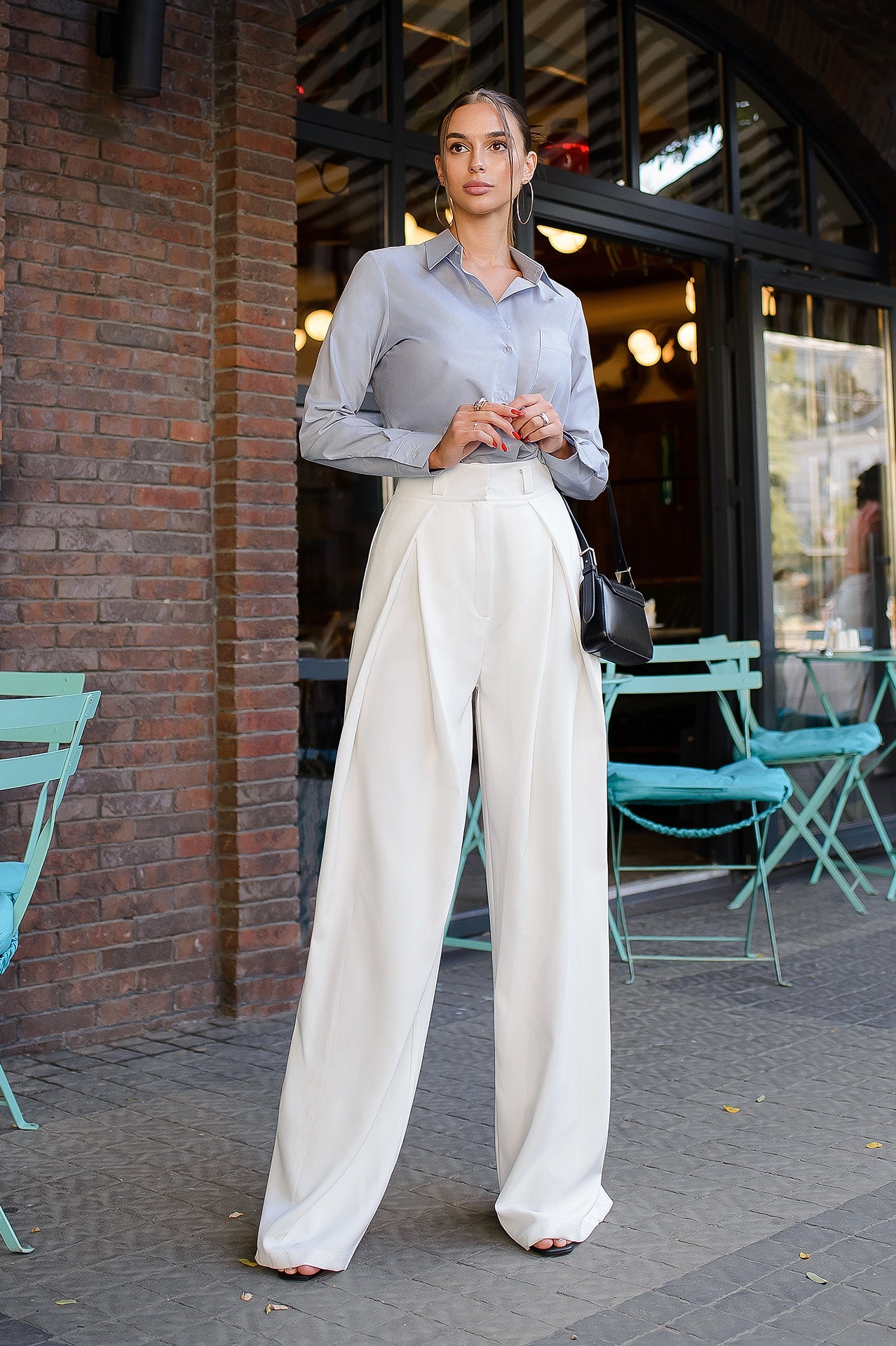 White Fitted High Waist Palazzo Pants ELAGIA white-fitted-high-waist-palazzo-pants-elagia