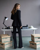 ELAGIA Serelle Black Single-Breasted Suit 2-Piece front view - sleek 3 piece women's suit purple business suit women style