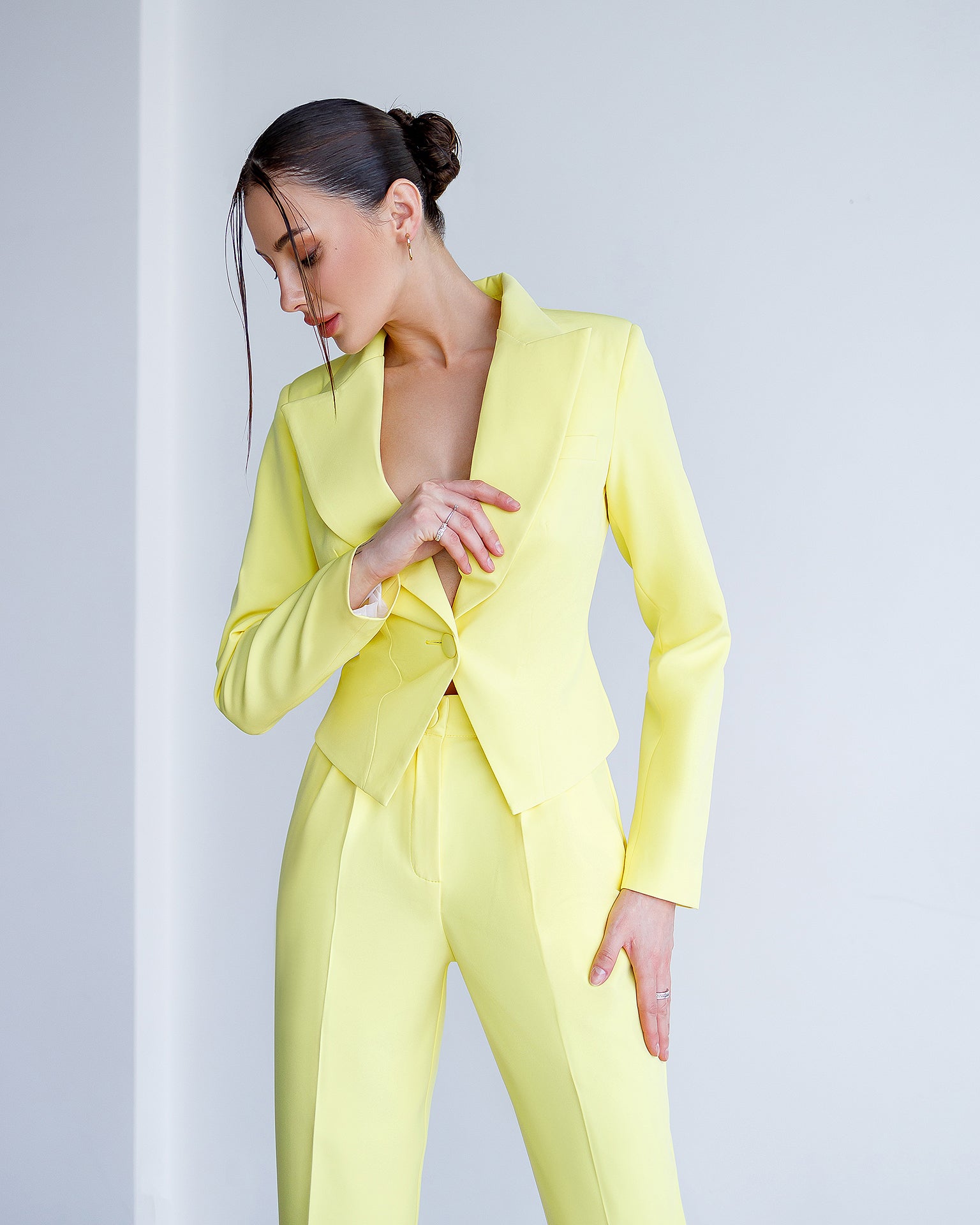 Yellow Crop Jacket Suit 2-Piece